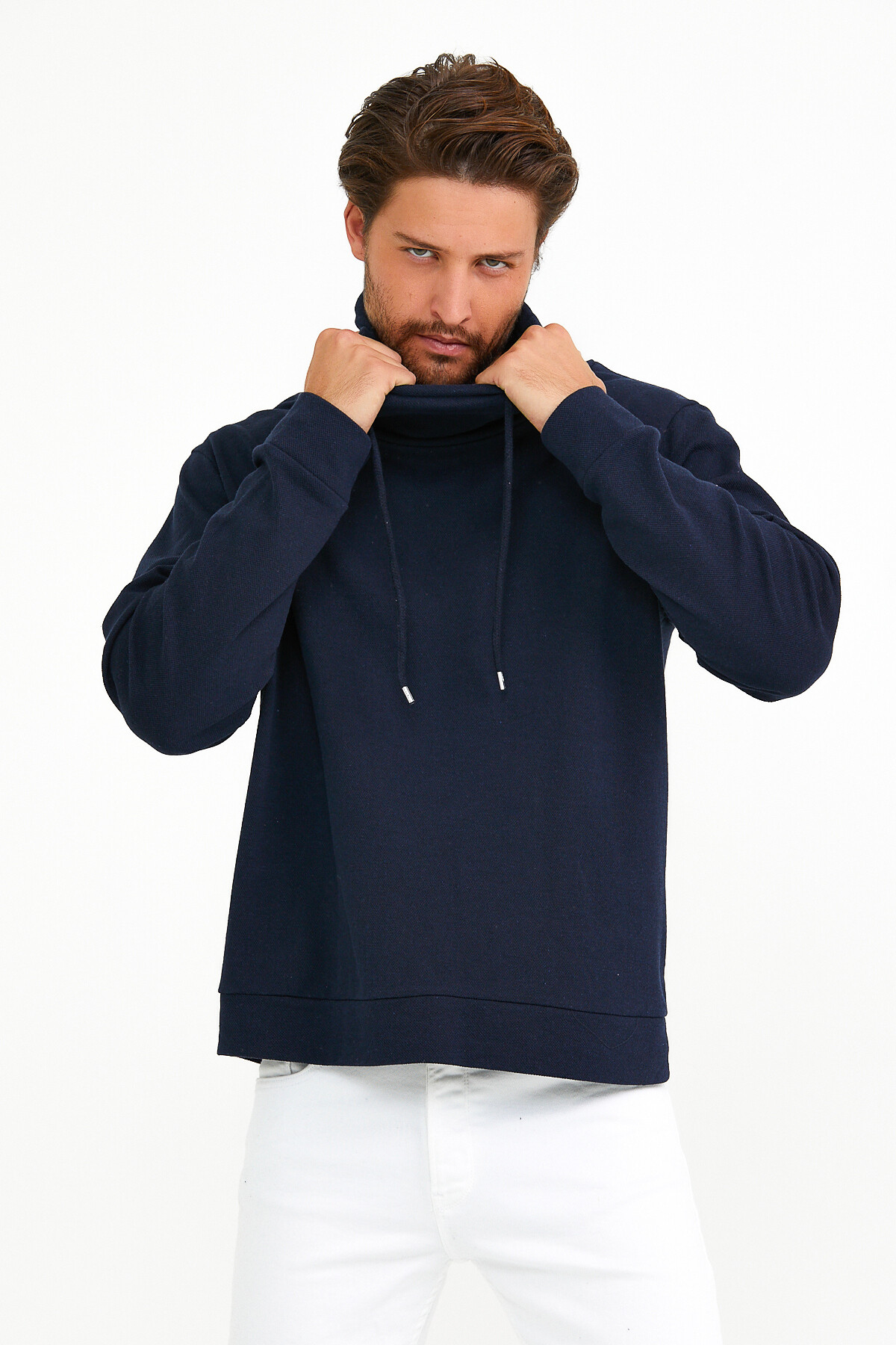 Süperlife Erkek Şal Yaka Regular Fit Brooklyn İnce Sweatshirt SPR22SW142