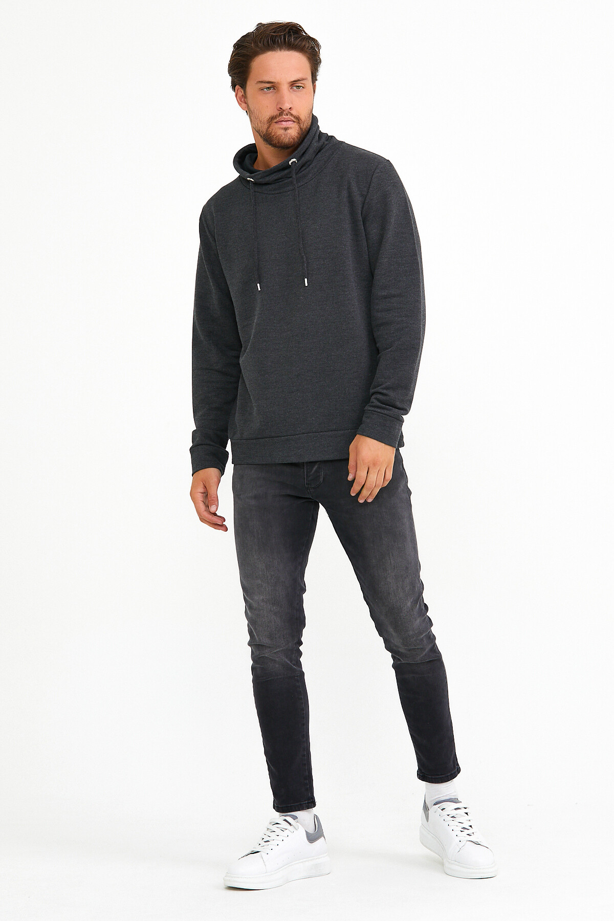 Süperlife Erkek Şal Yaka Regular Fit Brooklyn İnce Sweatshirt SPR22SW142