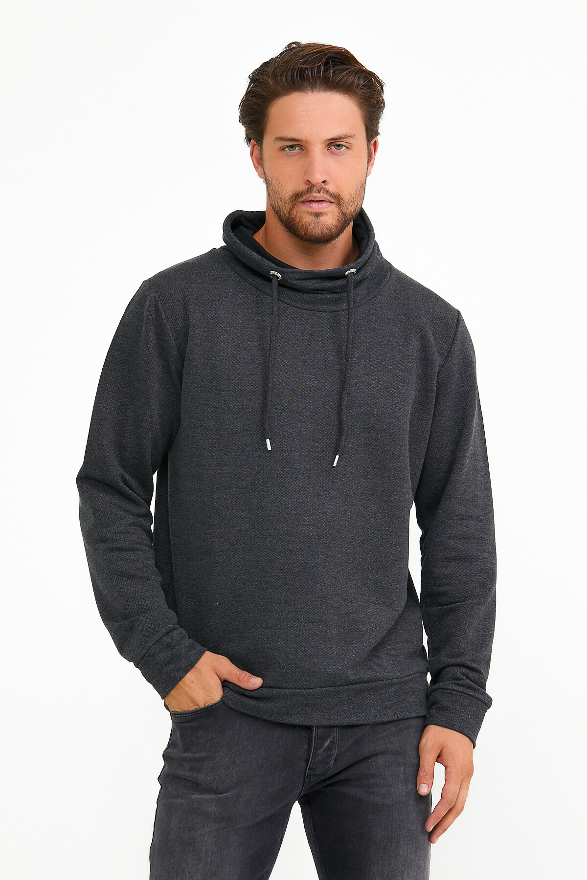 Süperlife Erkek Şal Yaka Regular Fit Brooklyn İnce Sweatshirt SPR22SW142