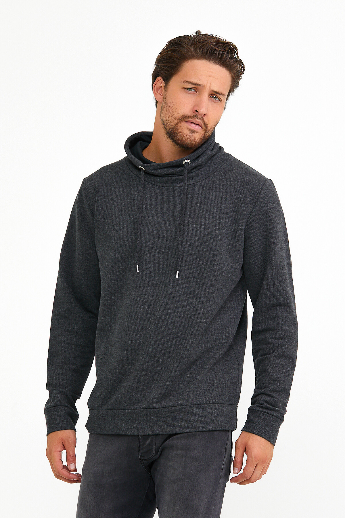 Süperlife Erkek Şal Yaka Regular Fit Brooklyn İnce Sweatshirt SPR22SW142