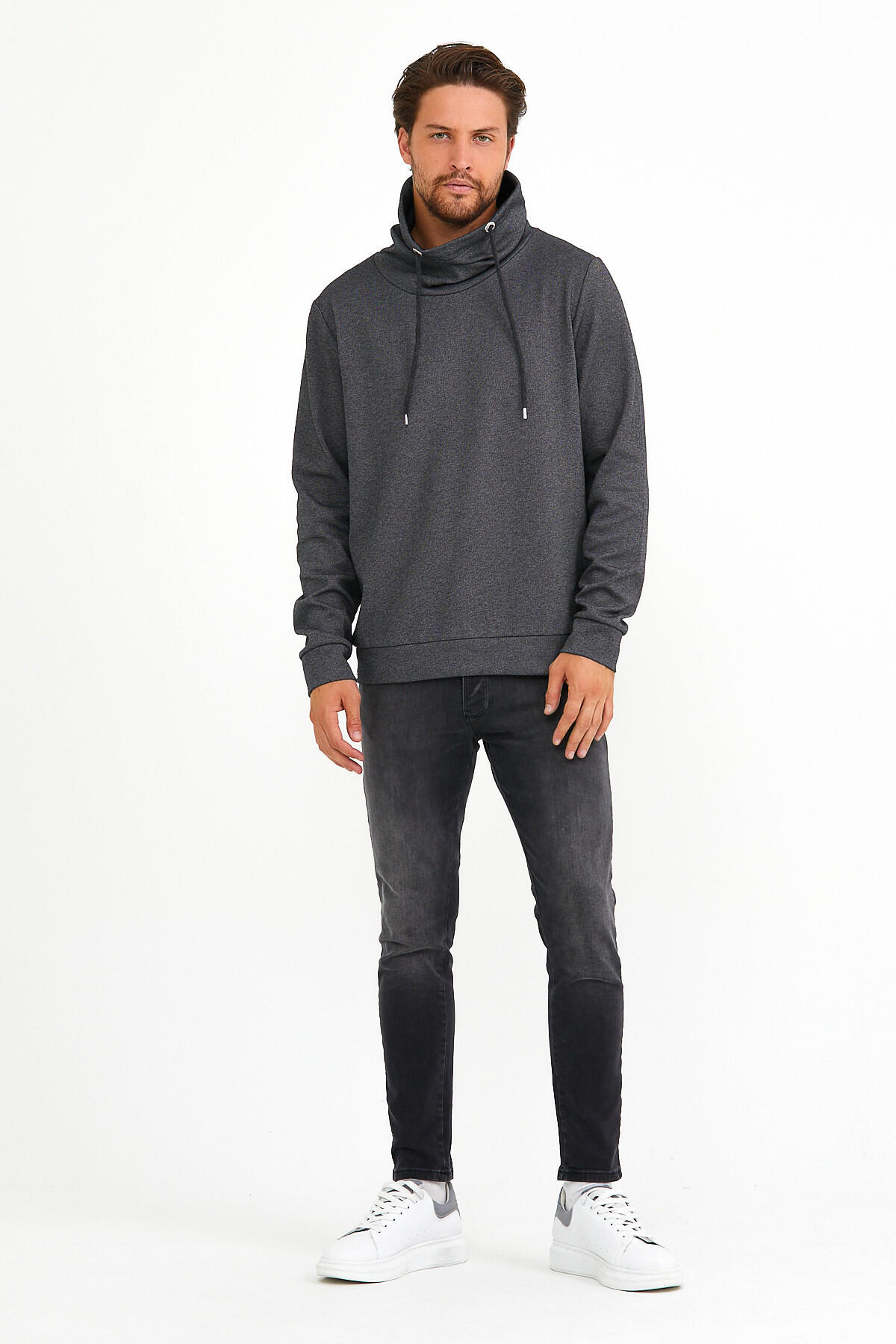 Süperlife Erkek Şal Yaka Regular Fit Brooklyn İnce Sweatshirt SPR22SW142