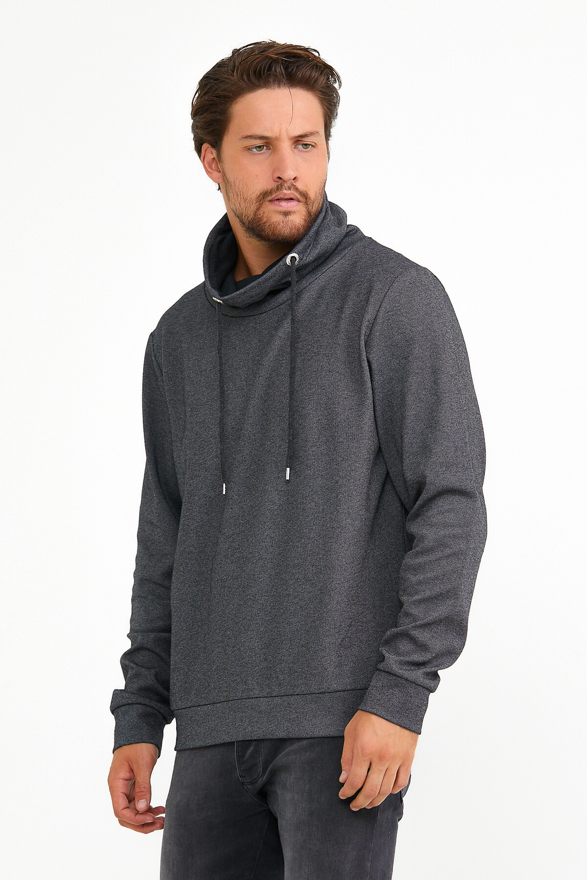 Süperlife Erkek Şal Yaka Regular Fit Brooklyn İnce Sweatshirt SPR22SW142