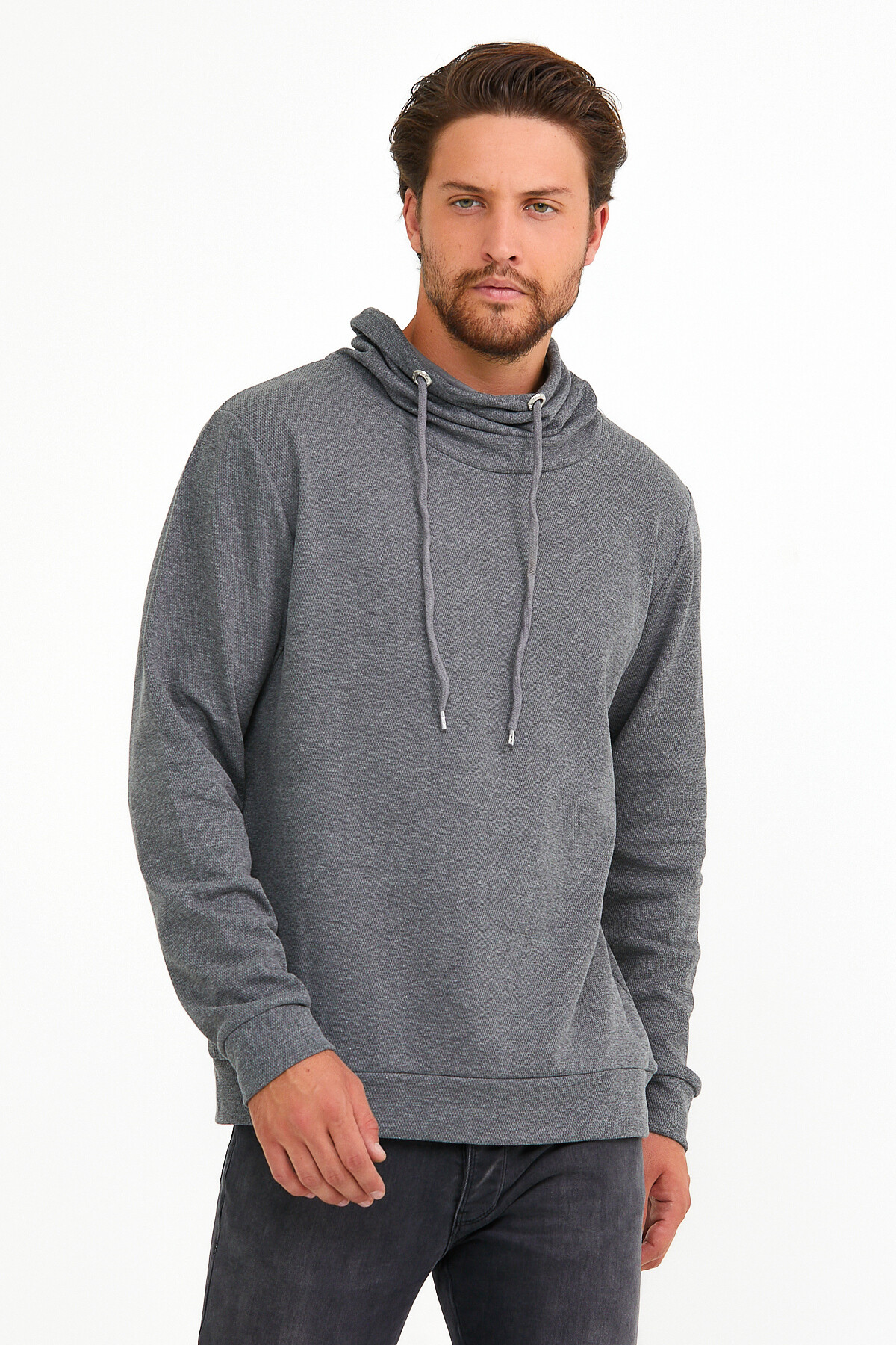 Süperlife Erkek Şal Yaka Regular Fit Brooklyn İnce Sweatshirt SPR22SW142