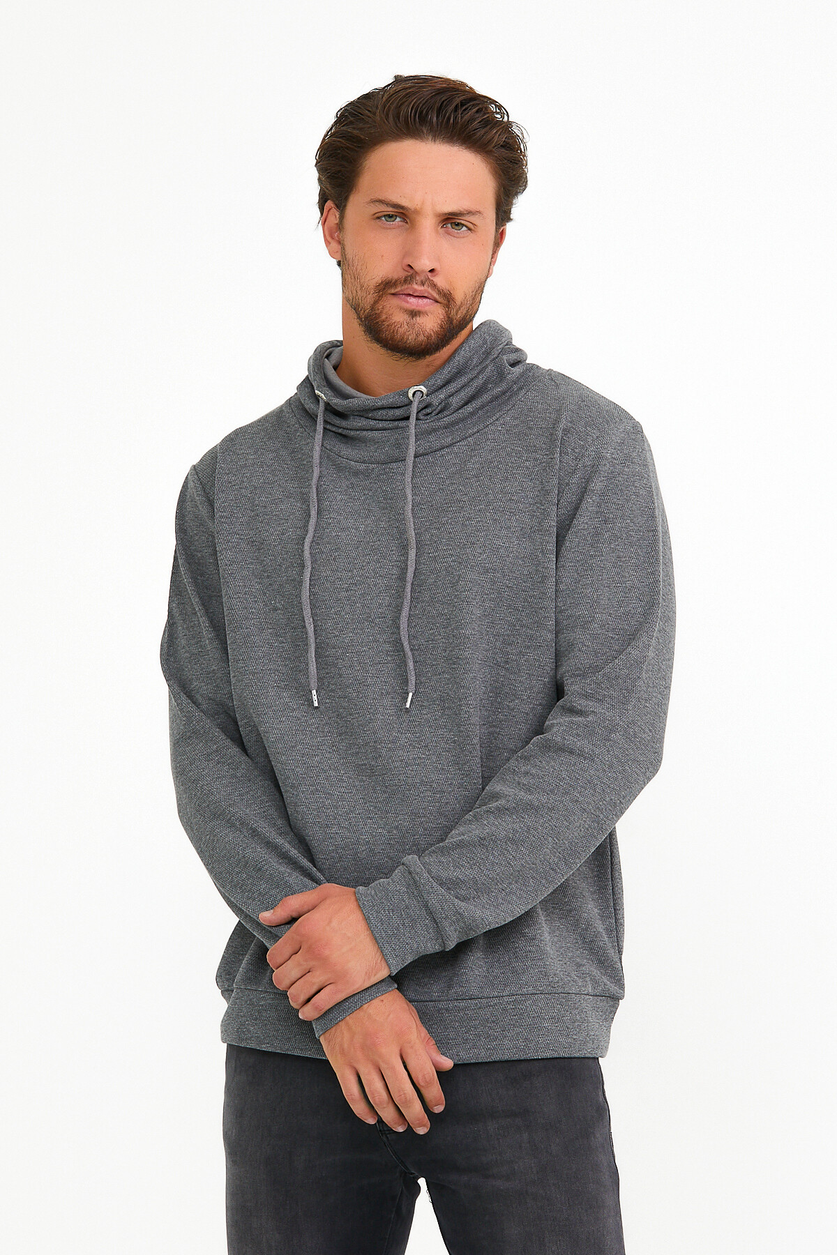 Süperlife Erkek Şal Yaka Regular Fit Brooklyn İnce Sweatshirt SPR22SW142