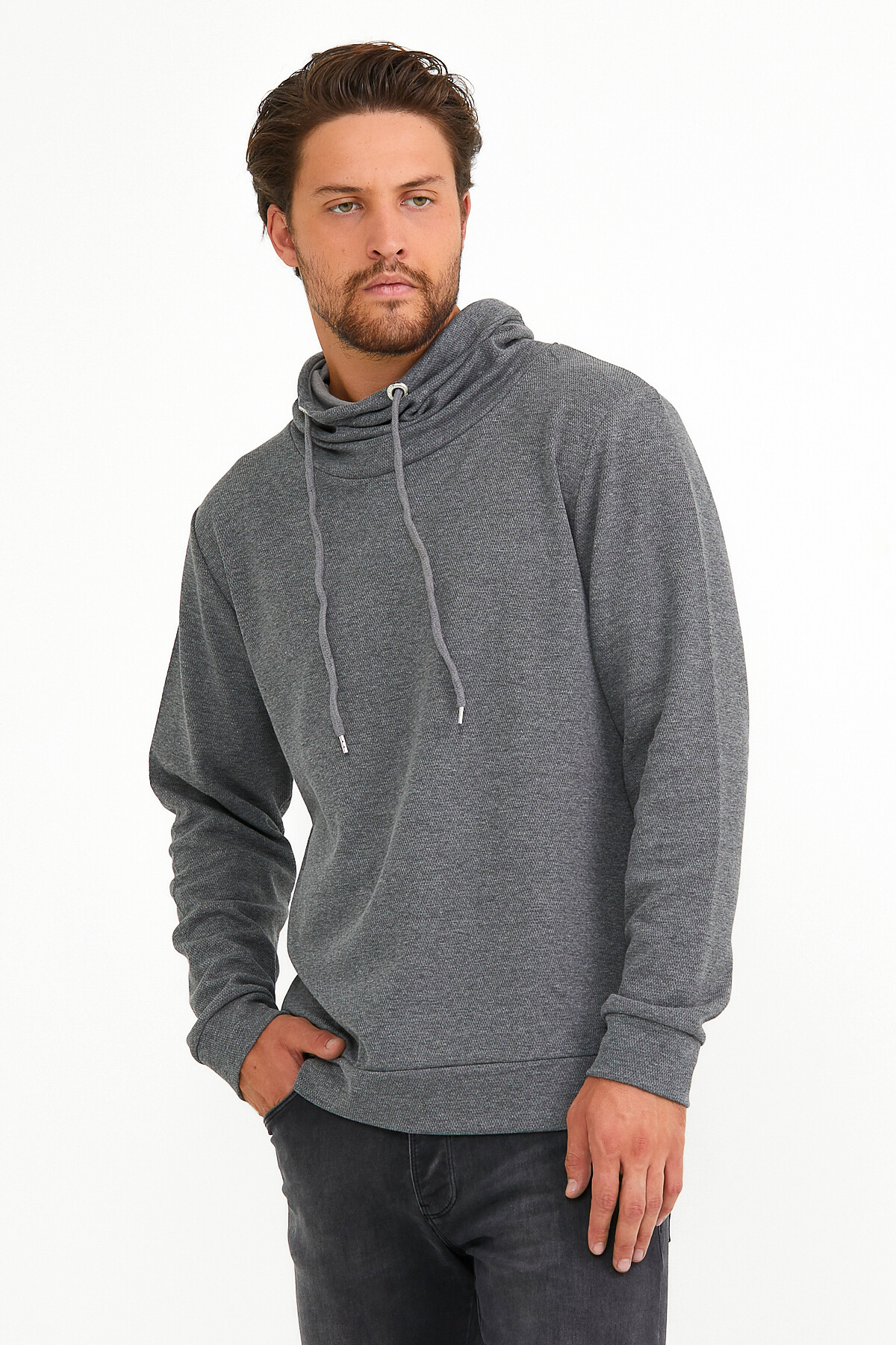 Süperlife Erkek Şal Yaka Regular Fit Brooklyn İnce Sweatshirt SPR22SW142