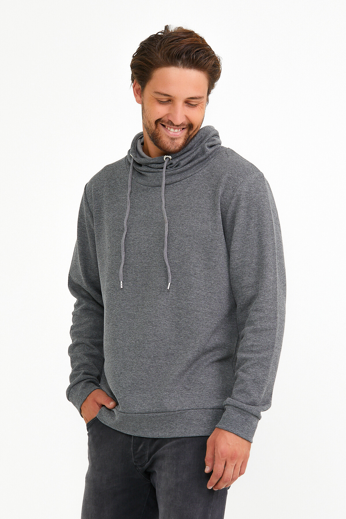 Süperlife Erkek Şal Yaka Regular Fit Brooklyn İnce Sweatshirt SPR22SW142