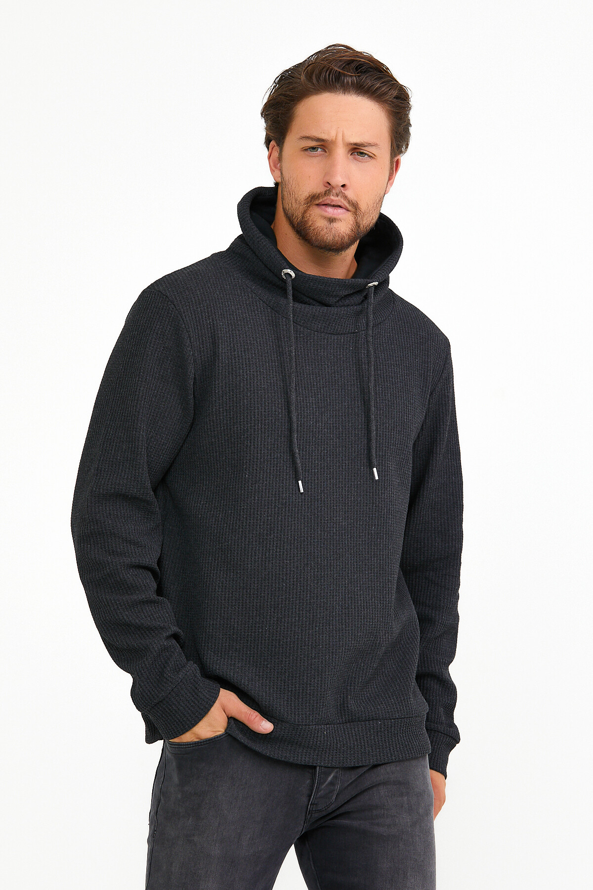 Süperlife Erkek Şal Yaka Regular Fit Brooklyn İnce Sweatshirt SPR22SW142