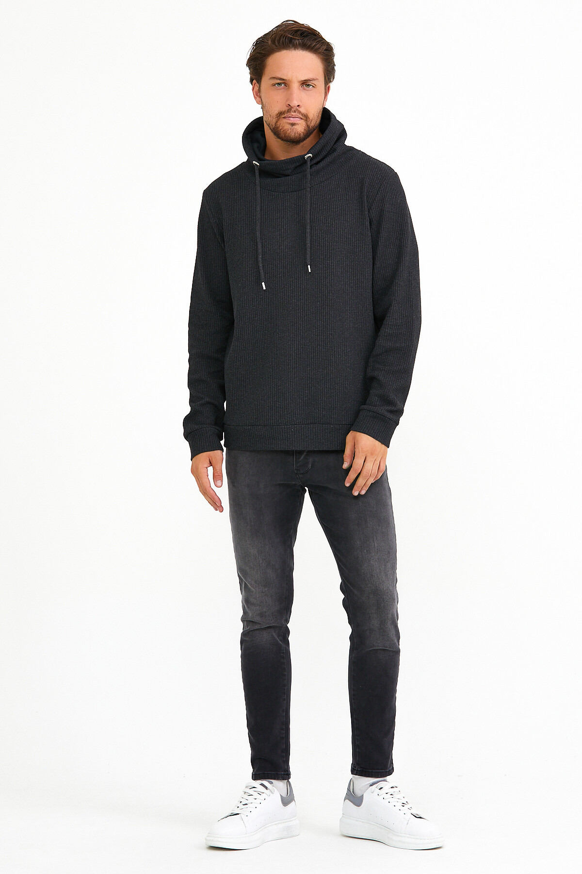 Süperlife Erkek Şal Yaka Regular Fit Brooklyn İnce Sweatshirt SPR22SW142