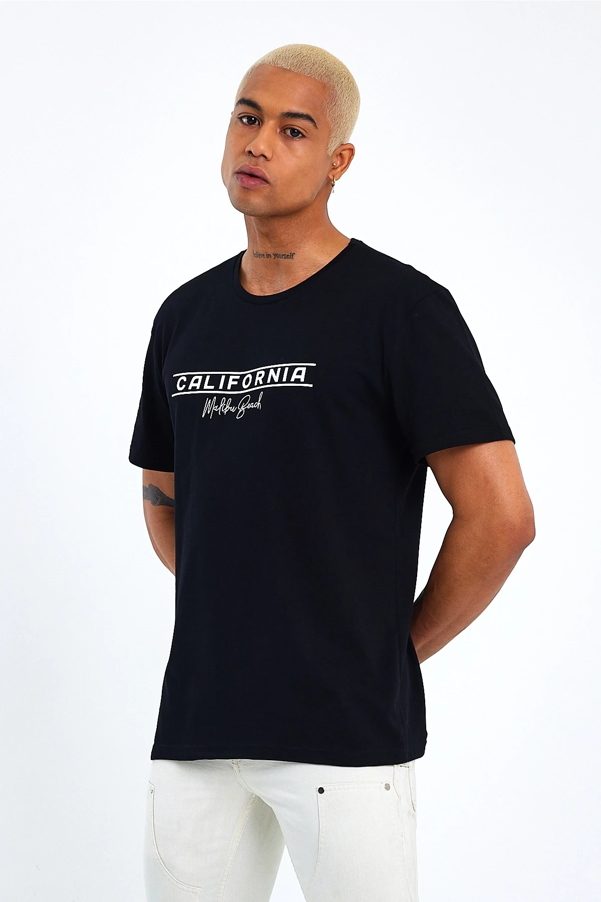 Süperlife Erkek Bisiklet Yaka Regular Fit Californıa Baskılı Tişort SPR23ts304