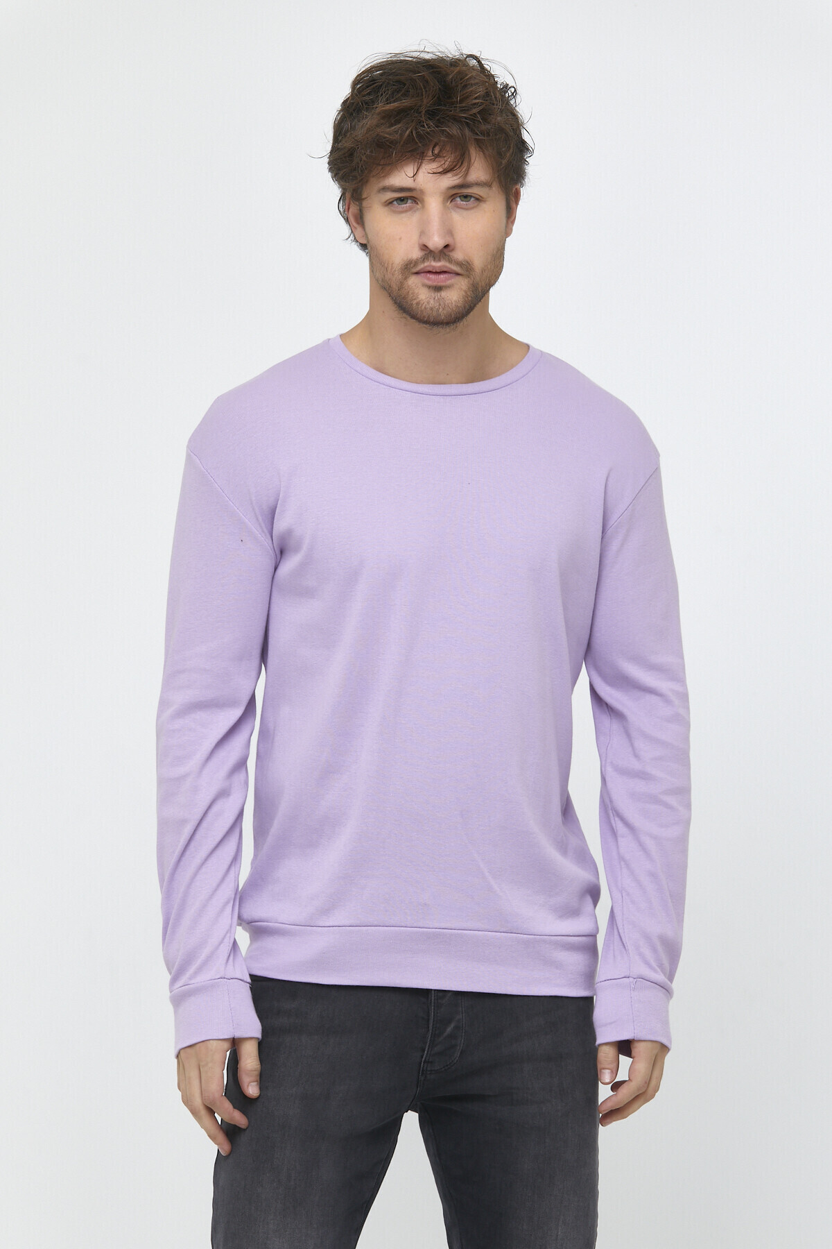 Süperlife Erkek Bisiklet Yaka Slim Fit İnce Sweatshirt SPR 20K17