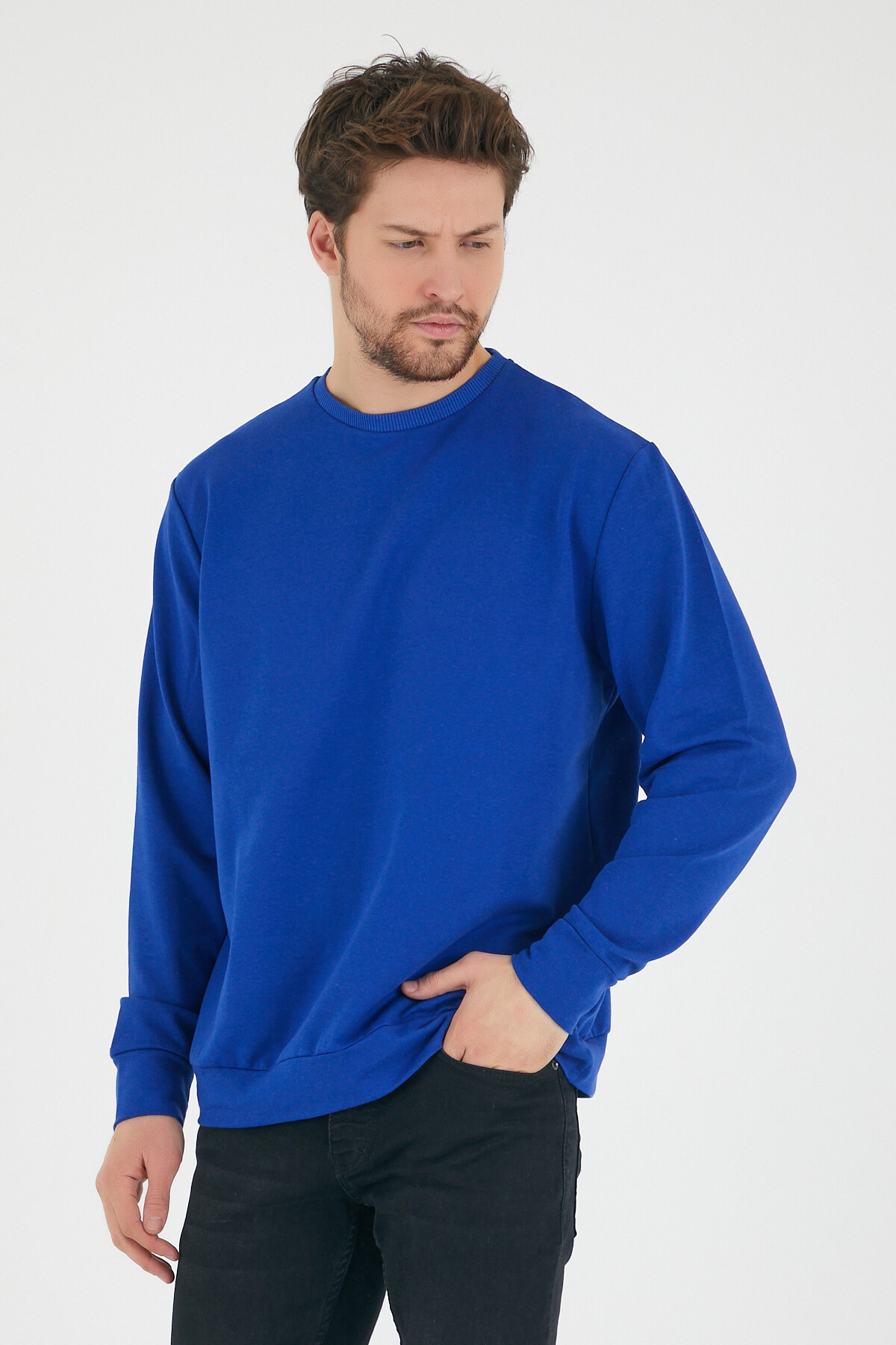 Süperlife Erkek Bisiklet Yaka Regular Fit İnce Sweatshirt SPR 20K30