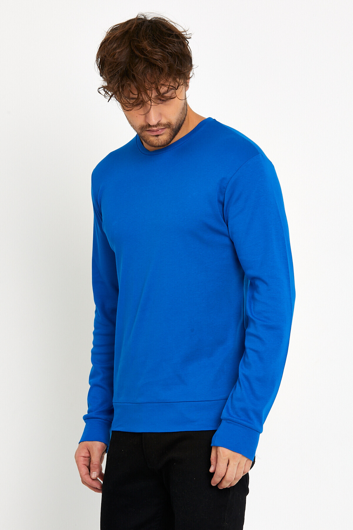 Süperlife Erkek Bisiklet Yaka Slim Fit İnce Sweatshirt SPR 20K17