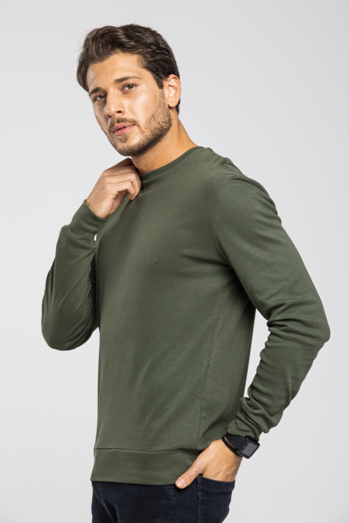 Süperlife Erkek Bisiklet Yaka Slim Fit İnce Sweatshirt SPR 20K17