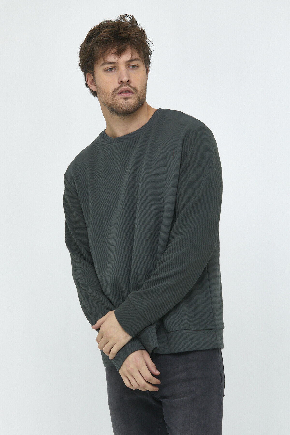 Süperlife Erkek Bisiklet Yaka Regular Fit İnce Sweatshirt SPR 20K30