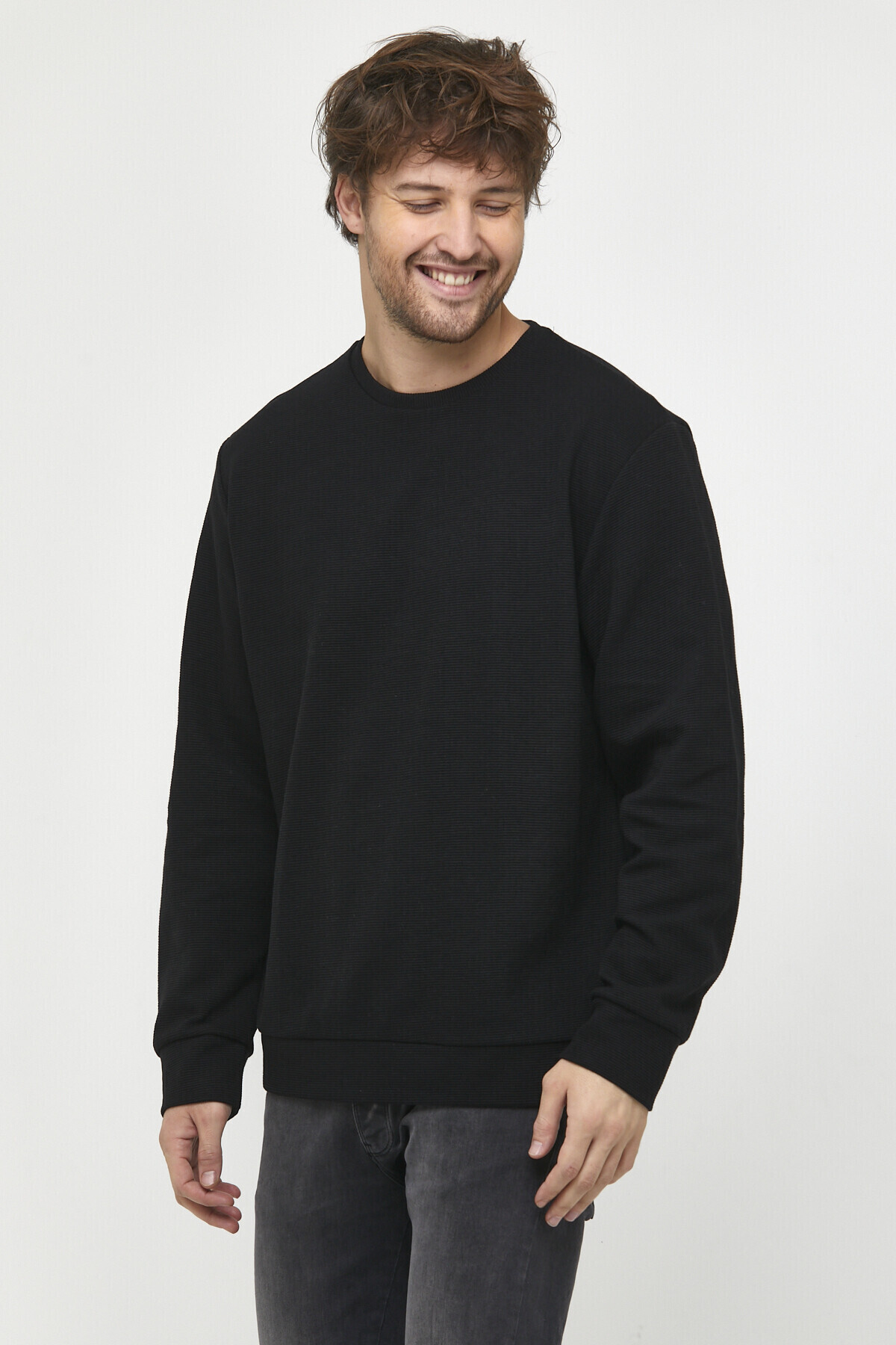 Süperlife Erkek Bisiklet Yaka Regular Fit İnce Sweatshirt SPR 20K30