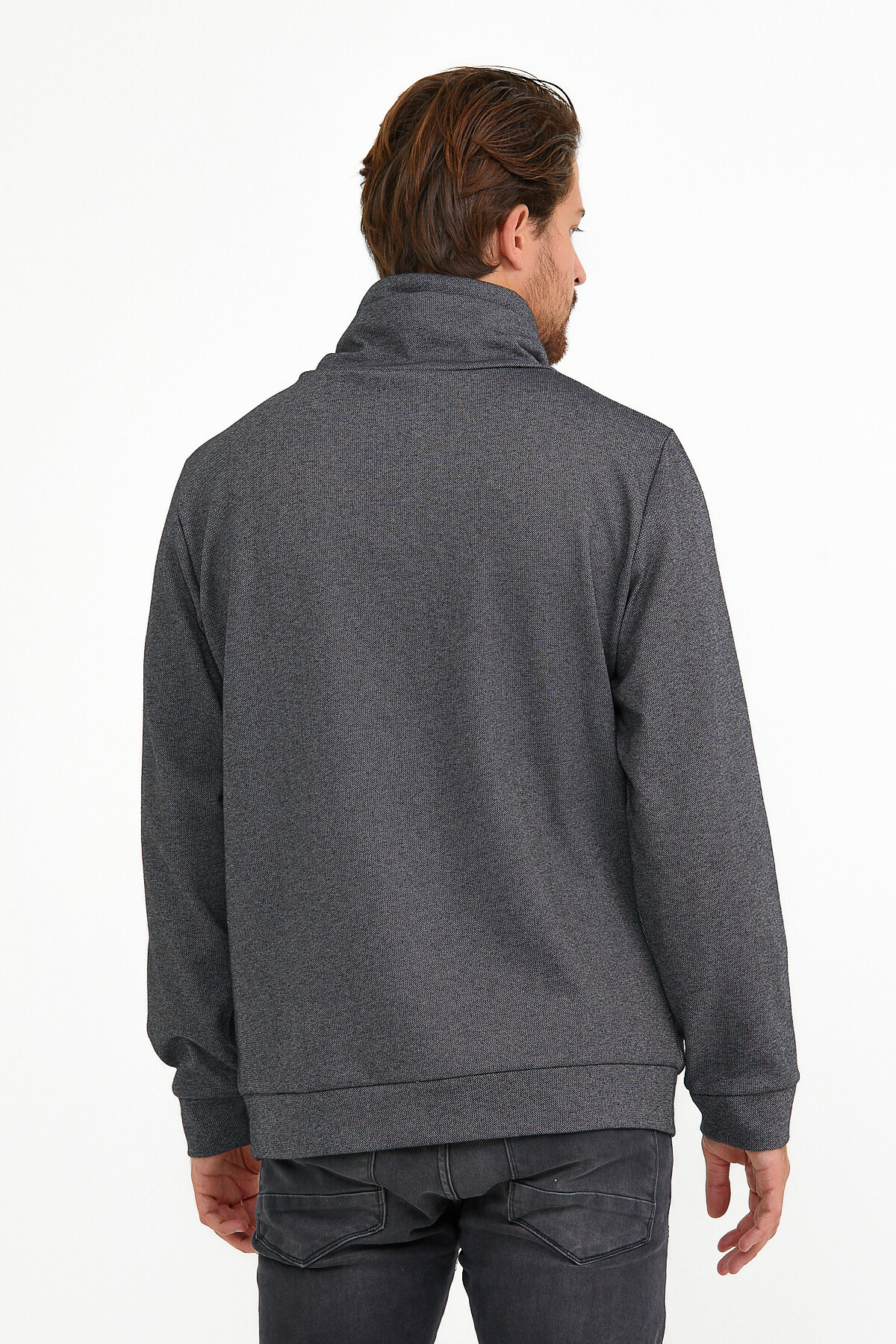 Süperlife Erkek Şal Yaka Regular Fit Brooklyn Baskılı İnce Sweatshirt SPR22SW143