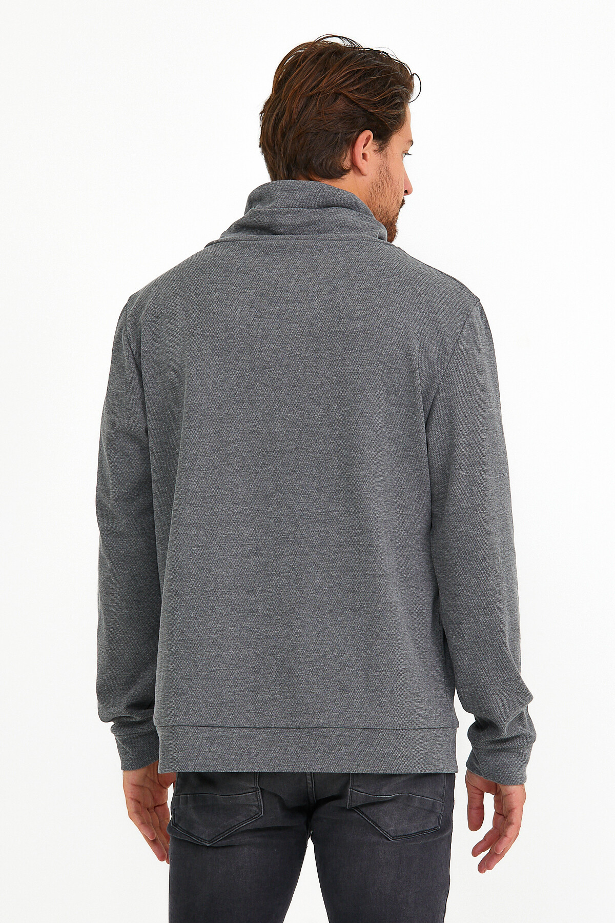 Süperlife Erkek Şal Yaka Regular Fit Brooklyn Baskılı İnce Sweatshirt SPR22SW143