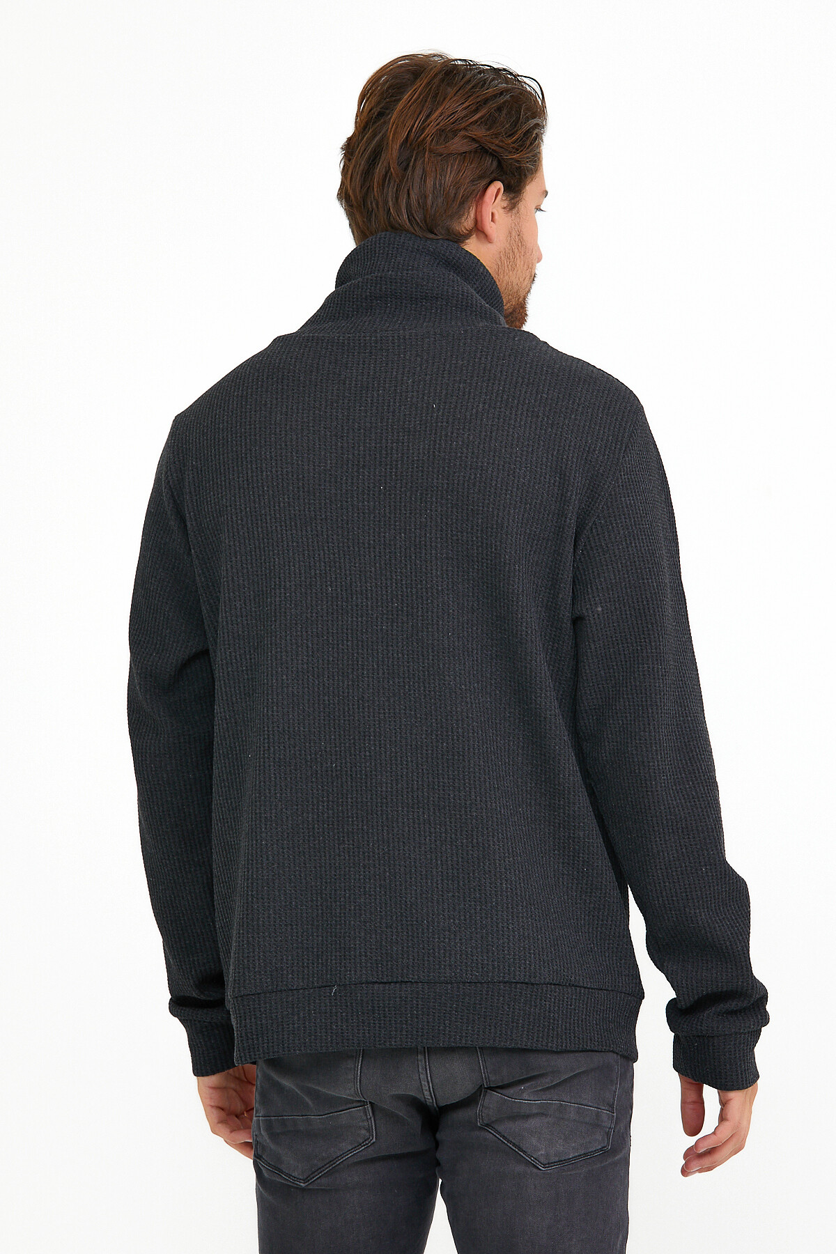 Süperlife Erkek Şal Yaka Regular Fit Brooklyn Baskılı İnce Sweatshirt SPR22SW143