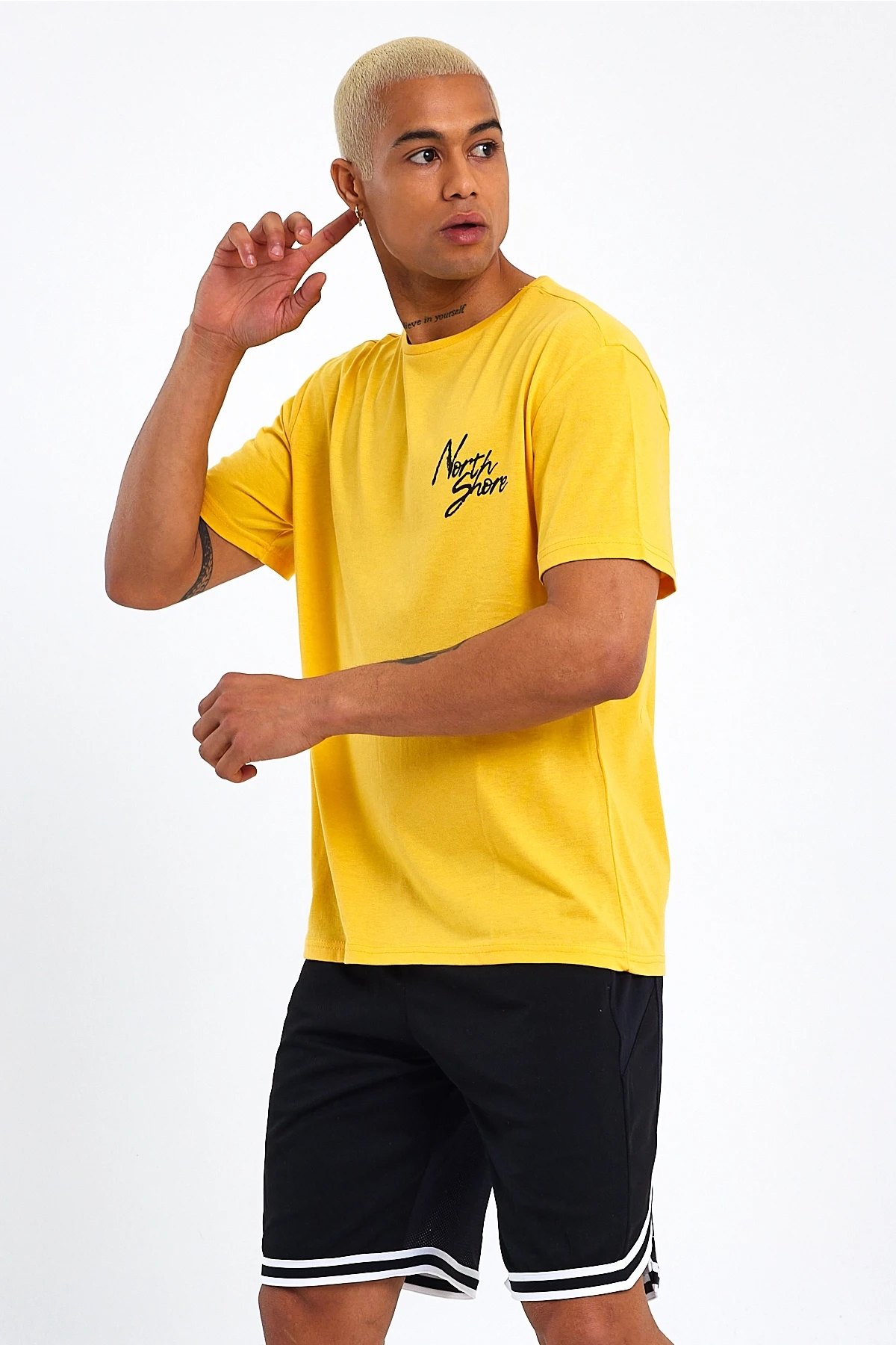 Süperlife Erkek Bisiklet Yaka Oversize Fit Baskılı Tişort spr23TS001