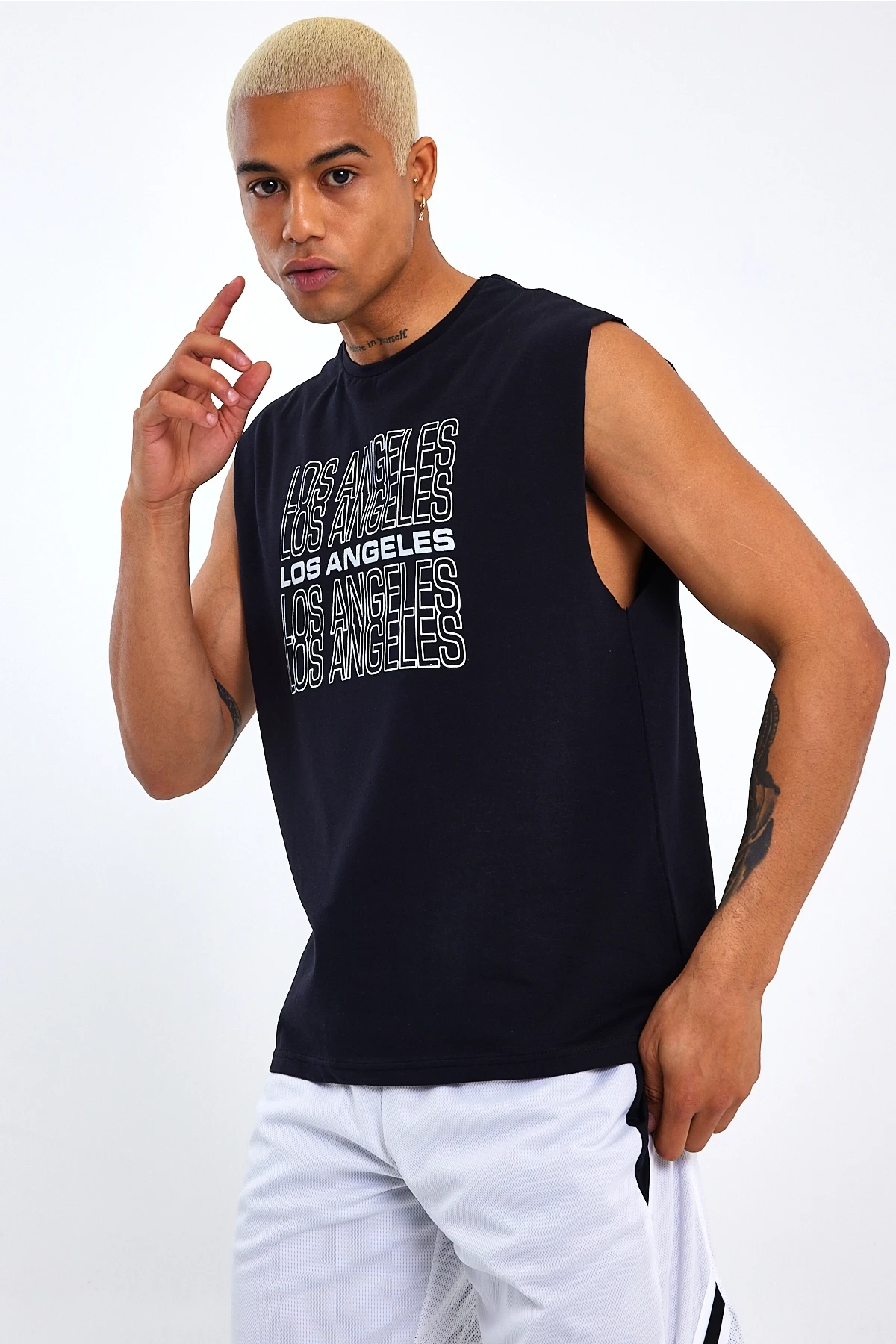 Süperlife Erkek Bisiklet Yaka Regular Fit  Los Angeles Baskılı Tişort SPR22TS123