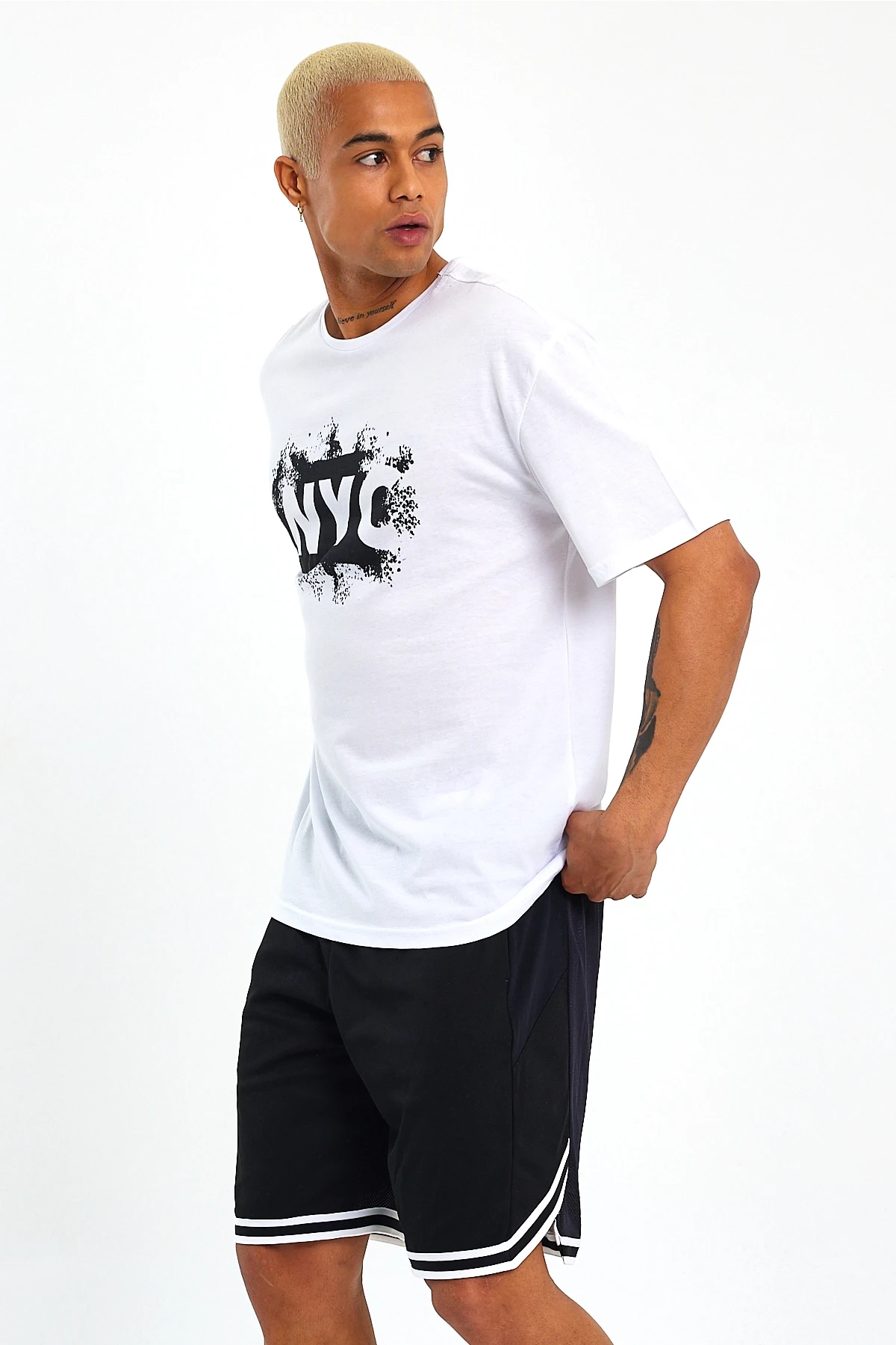 Süperlife Erkek Bisiklet Yaka Regular Fit NYC Baskılı Tişort SPR22TS114