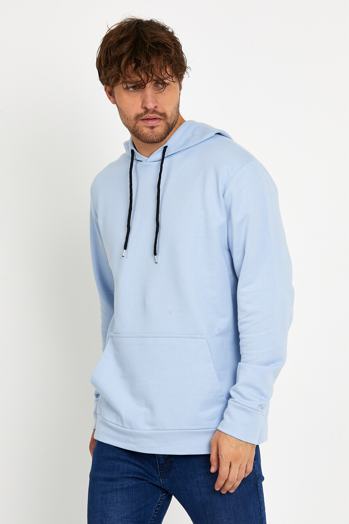 Süperlife Erkek Kapşonlu Regular Fit İnce Sweatshirt SPR 20K55