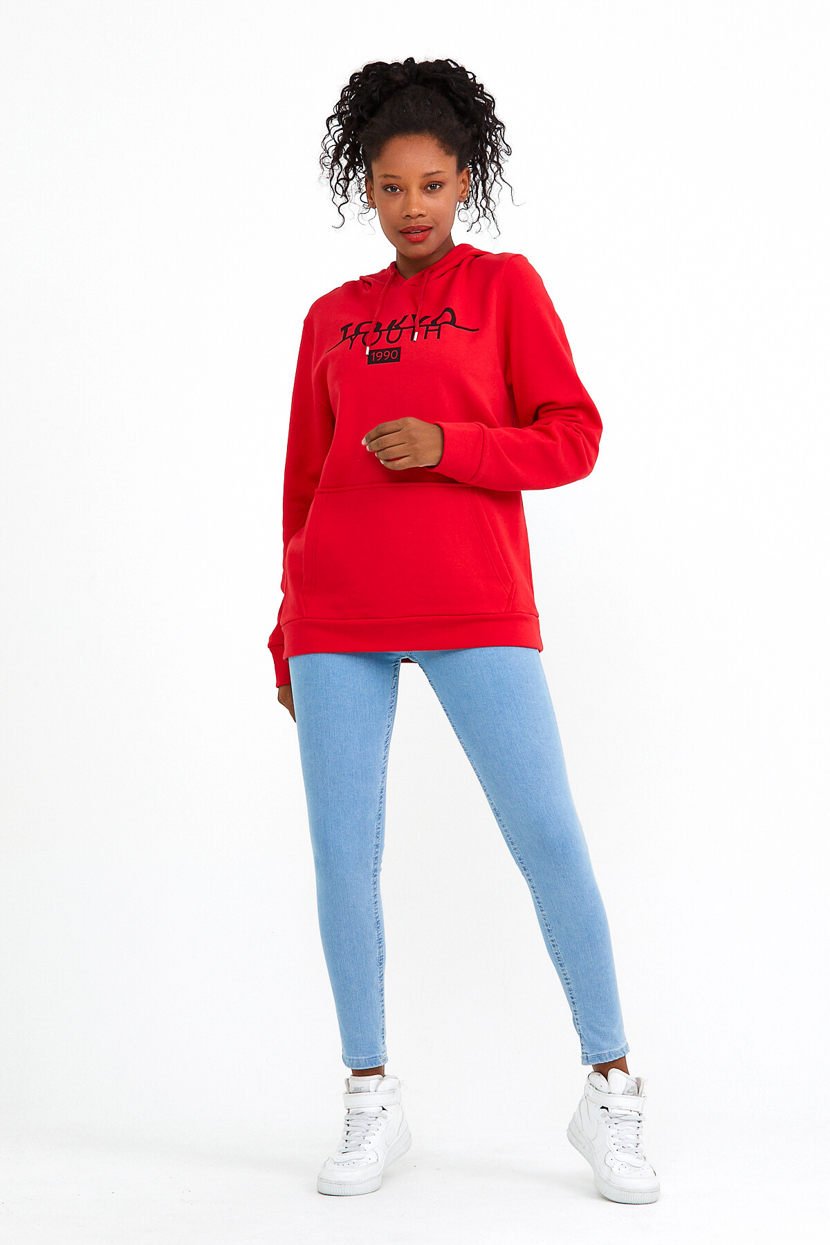 Süperlife Kadın Kapşonlu Regular Fit Tokya Baskılı İnce Sweatshirt SPR22SWK164