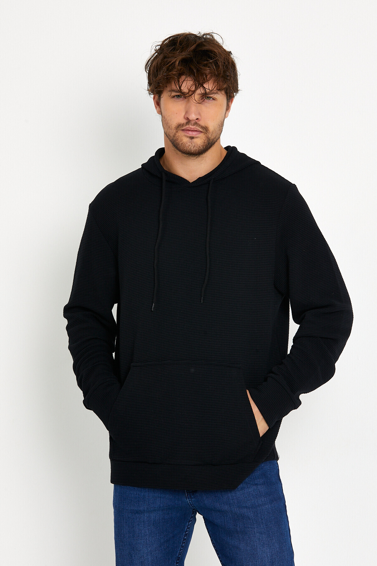 Süperlife Erkek Kapşonlu Regular Fit İnce Sweatshirt SPR 20K55