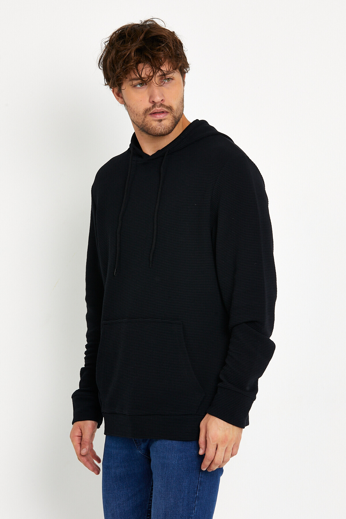 Süperlife Erkek Kapşonlu Regular Fit İnce Sweatshirt SPR 20K55
