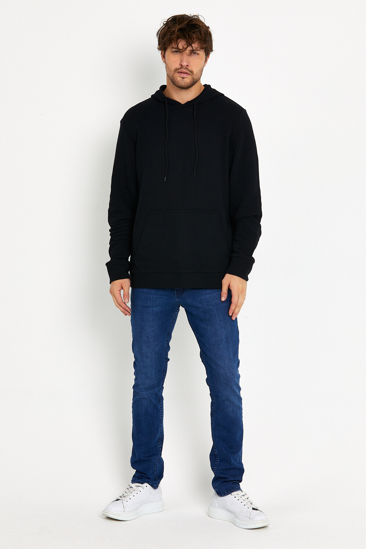Süperlife Erkek Kapşonlu Regular Fit İnce Sweatshirt SPR 20K55