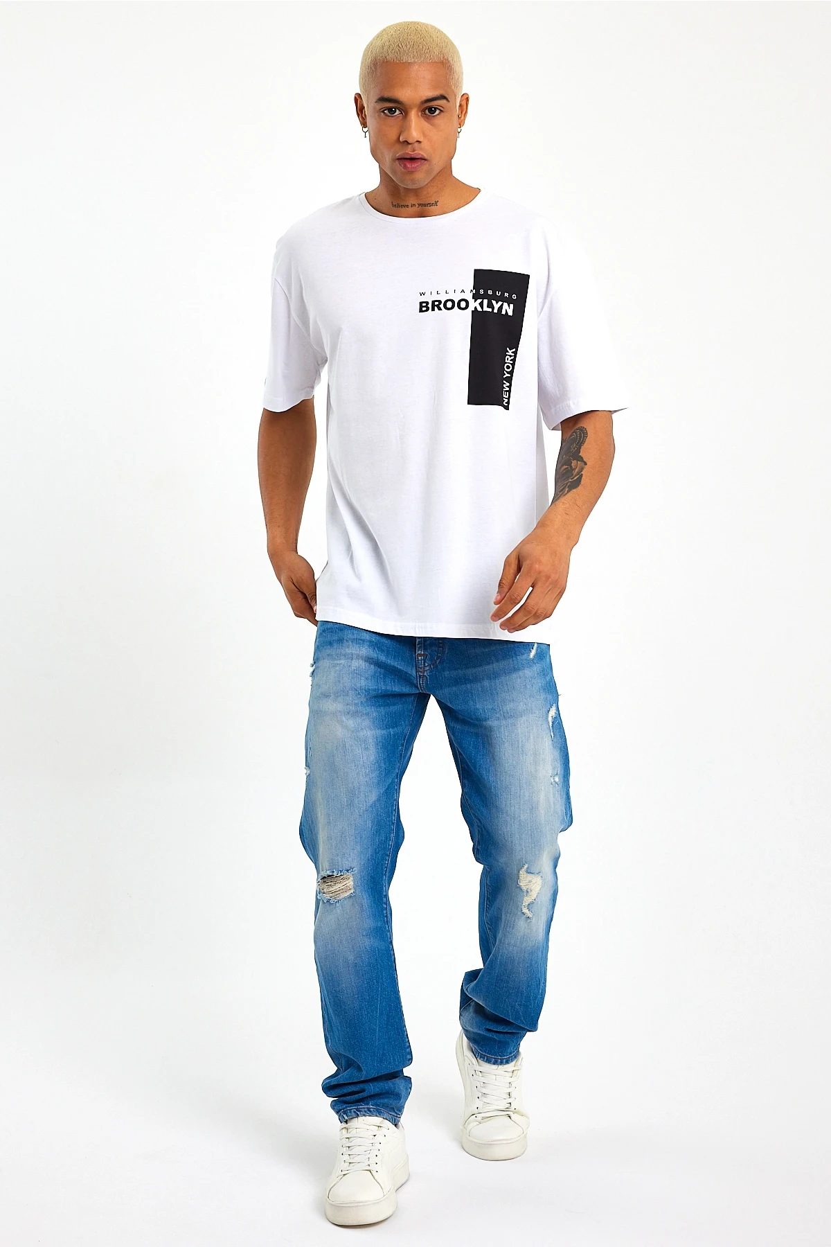 Süperlife Erkek Bisiklet Yaka Slim Fit Baskılı Tişort SPR21Y21 