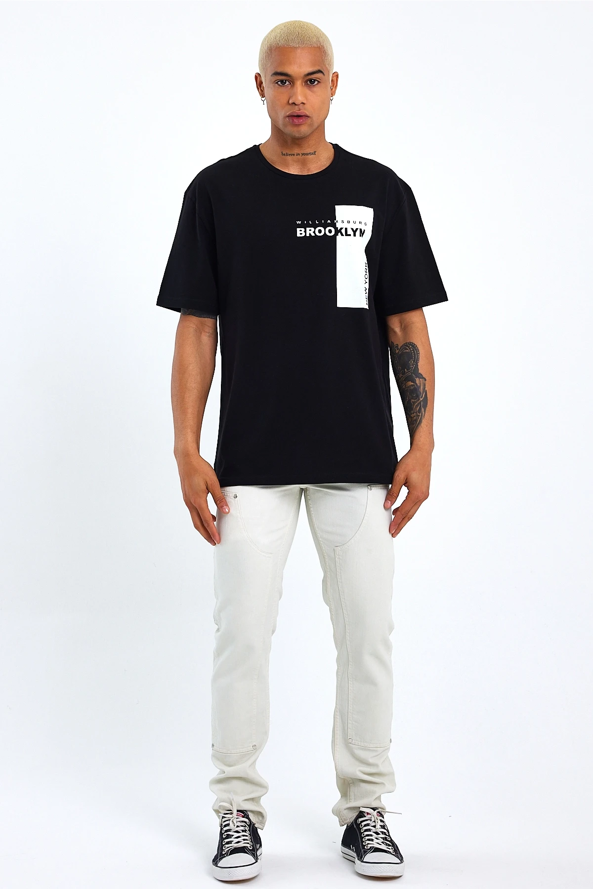 Süperlife Erkek Bisiklet Yaka Slim Fit Baskılı Tişort SPR21Y21 