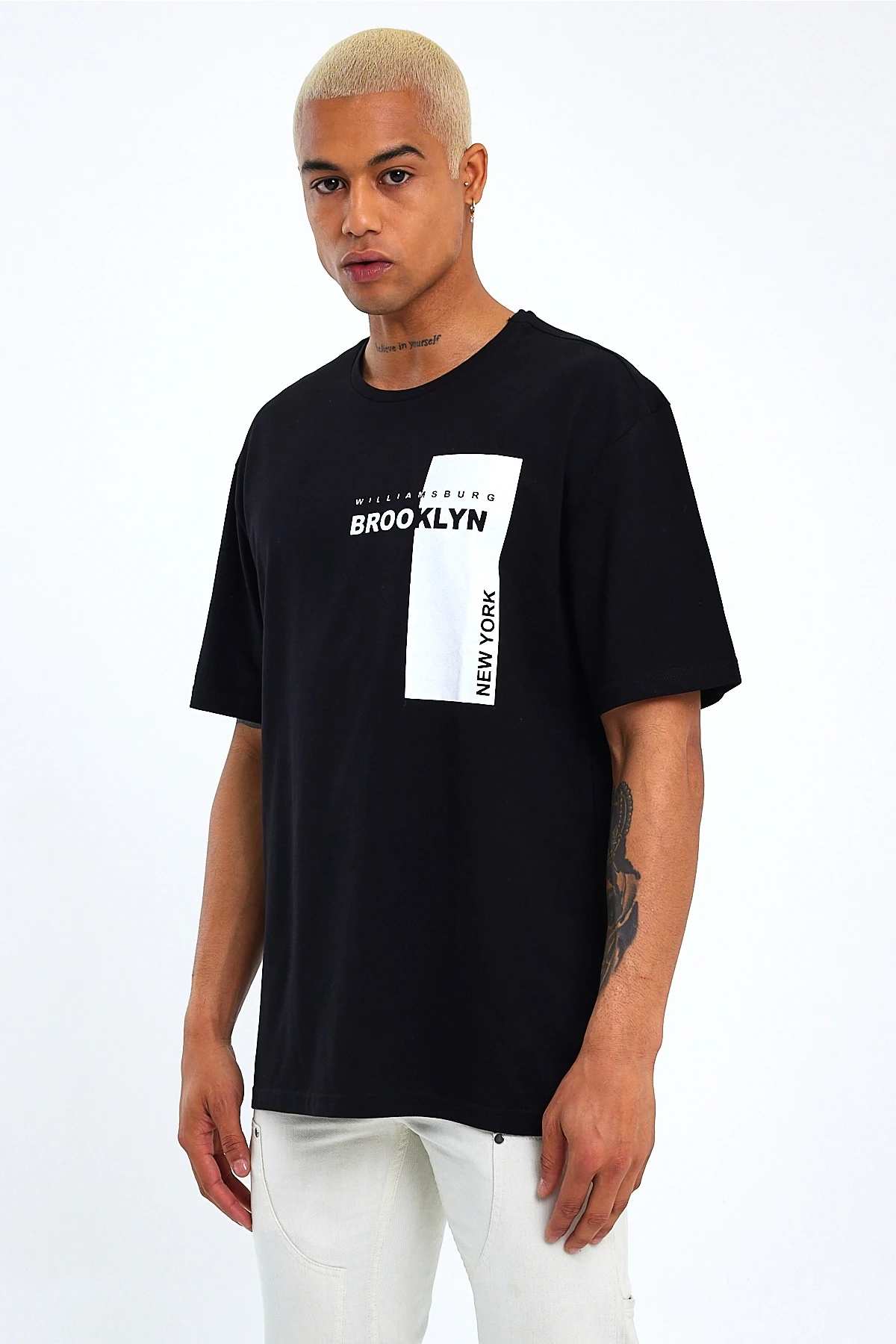 Süperlife Erkek Bisiklet Yaka Slim Fit Baskılı Tişort SPR21Y21 