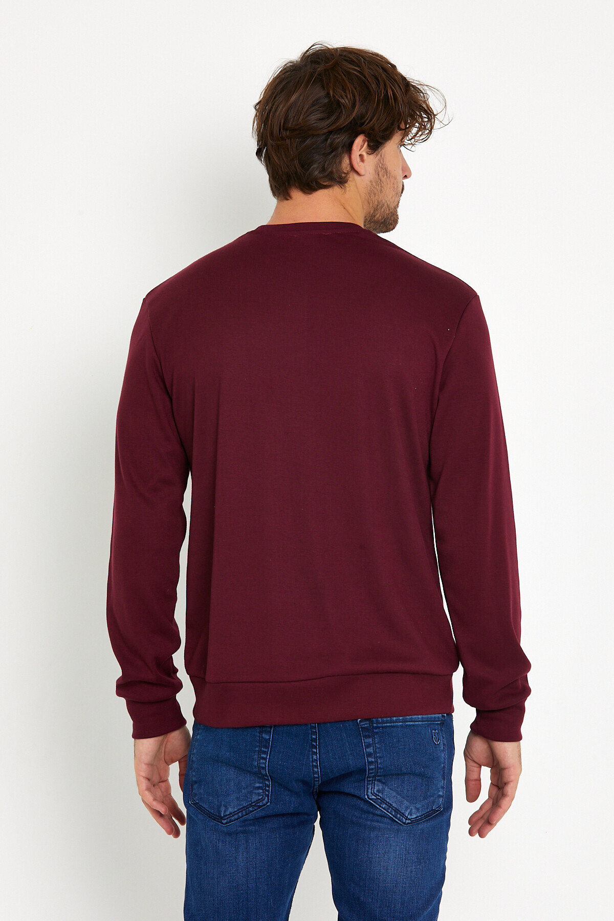 Süperlife Erkek Bisiklet Yaka Slim fit AR Baskılı İnce Sweatshirt SPR22sw101