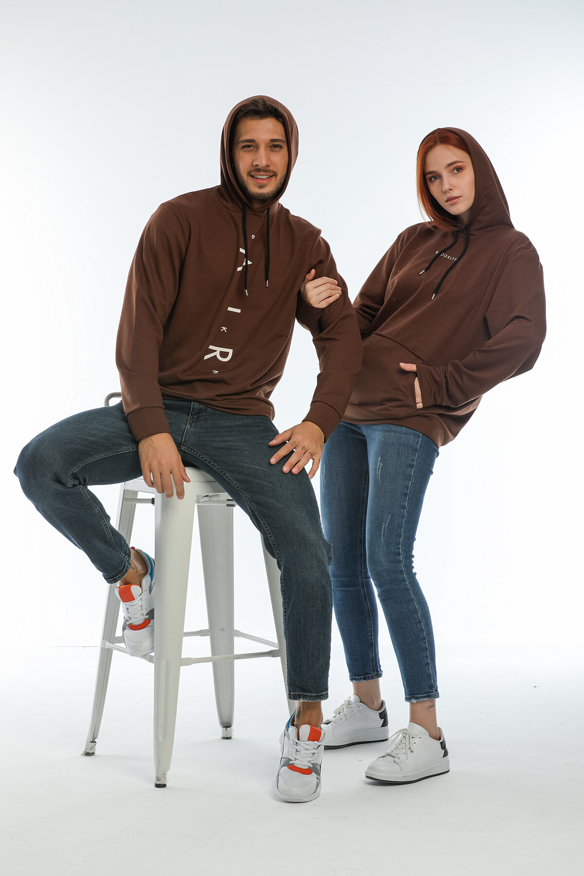 Süperlife Kadın Kapüşonlu Oversize Brooklyn Baskılı İnce Sweatshirt SPR22SWK161