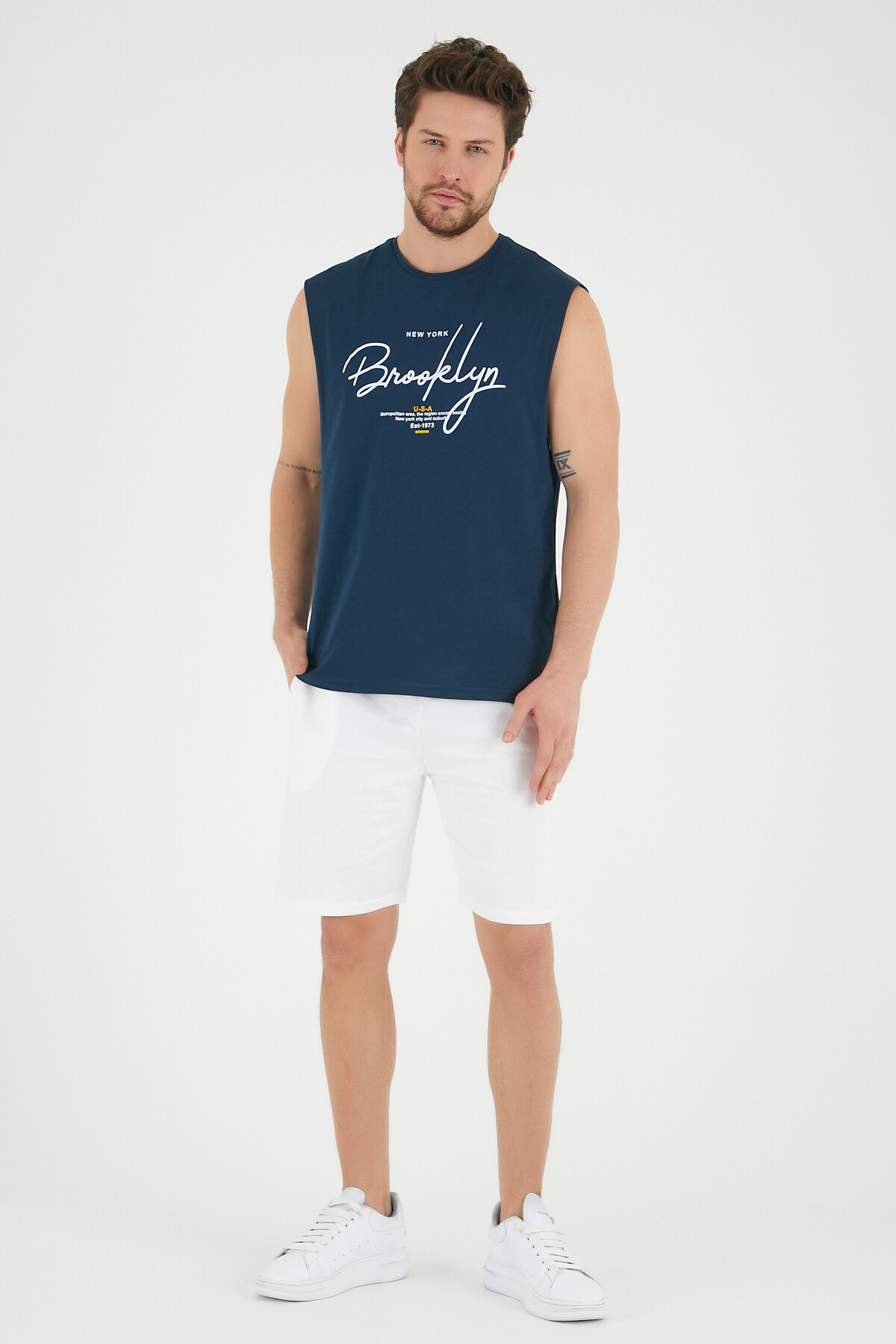 Süperlife Erkek Bisiklet Yaka Regular Fit Brooklyn Baskılı Tişört SPR22TS115