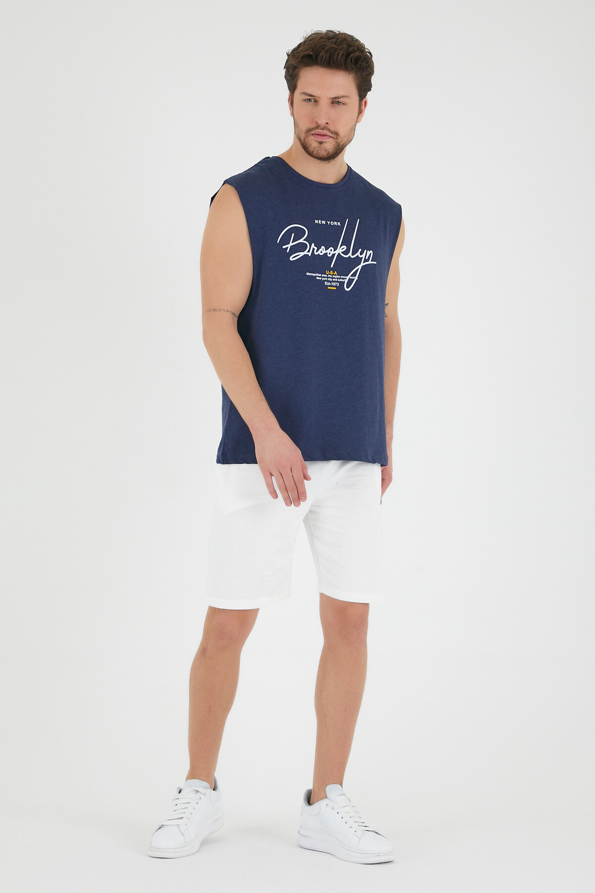 Süperlife Erkek Bisiklet Yaka Regular Fit Brooklyn Baskılı Tişört SPR22TS115