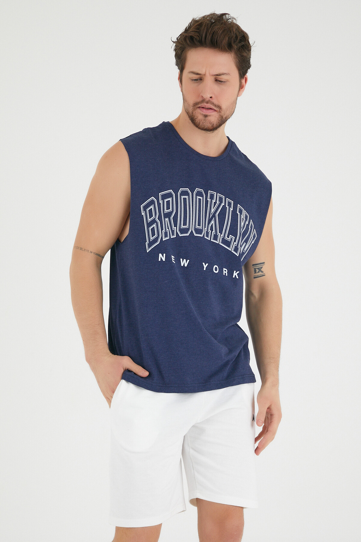 Süperlife Erkek Bisiklet Yaka Regular Fit  Brooklyn Baskılı  Tişört SPR22TS116