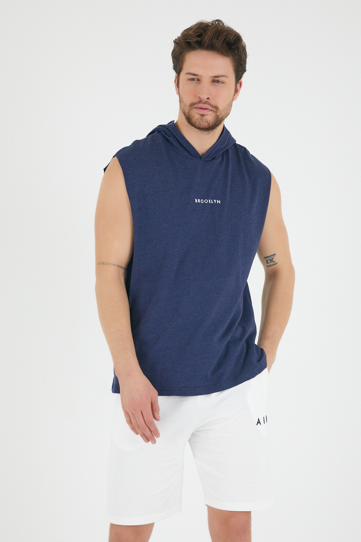 Süperlife Erkek Kapşonlu Regular Fit Brooklyn Baskılı Tişört SPR22TS121