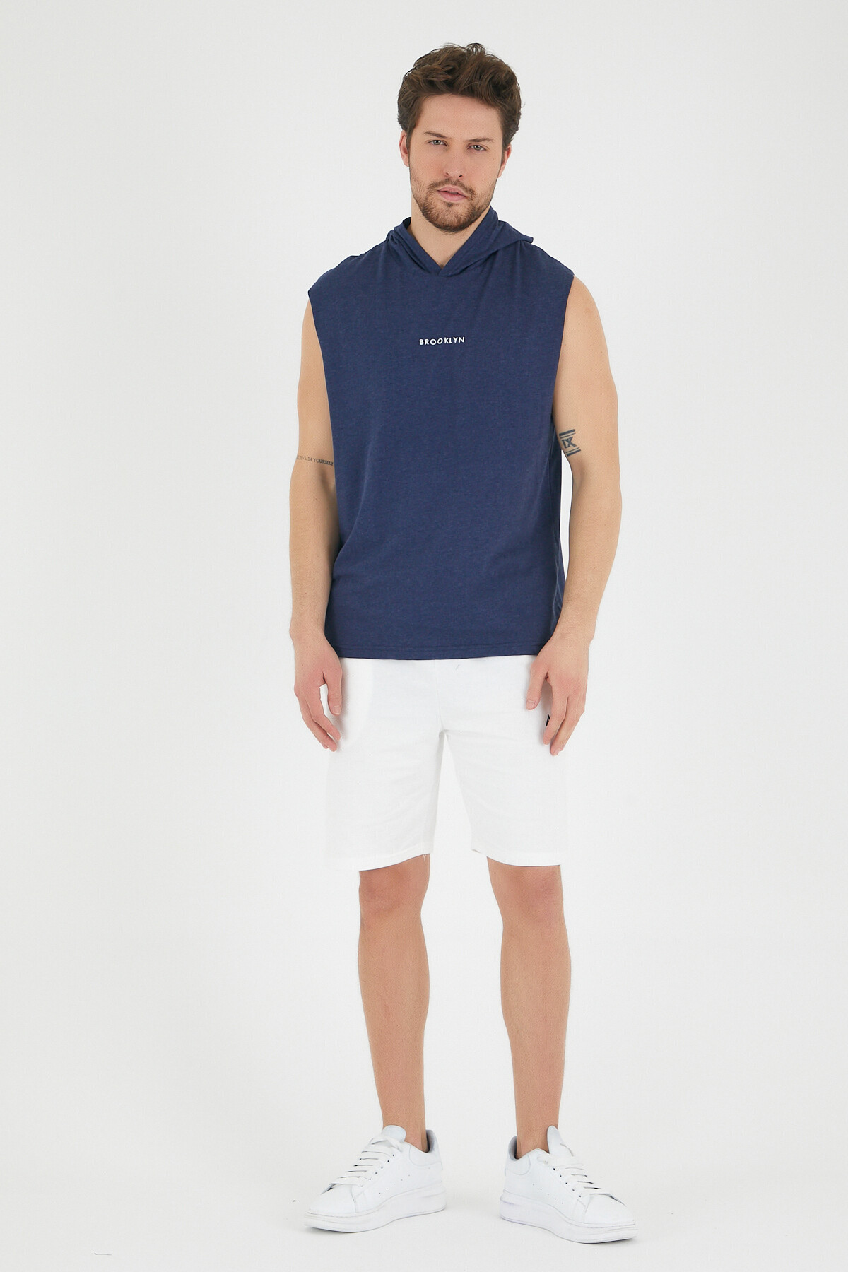 Süperlife Erkek Kapşonlu Regular Fit Brooklyn Baskılı Tişört SPR22TS121