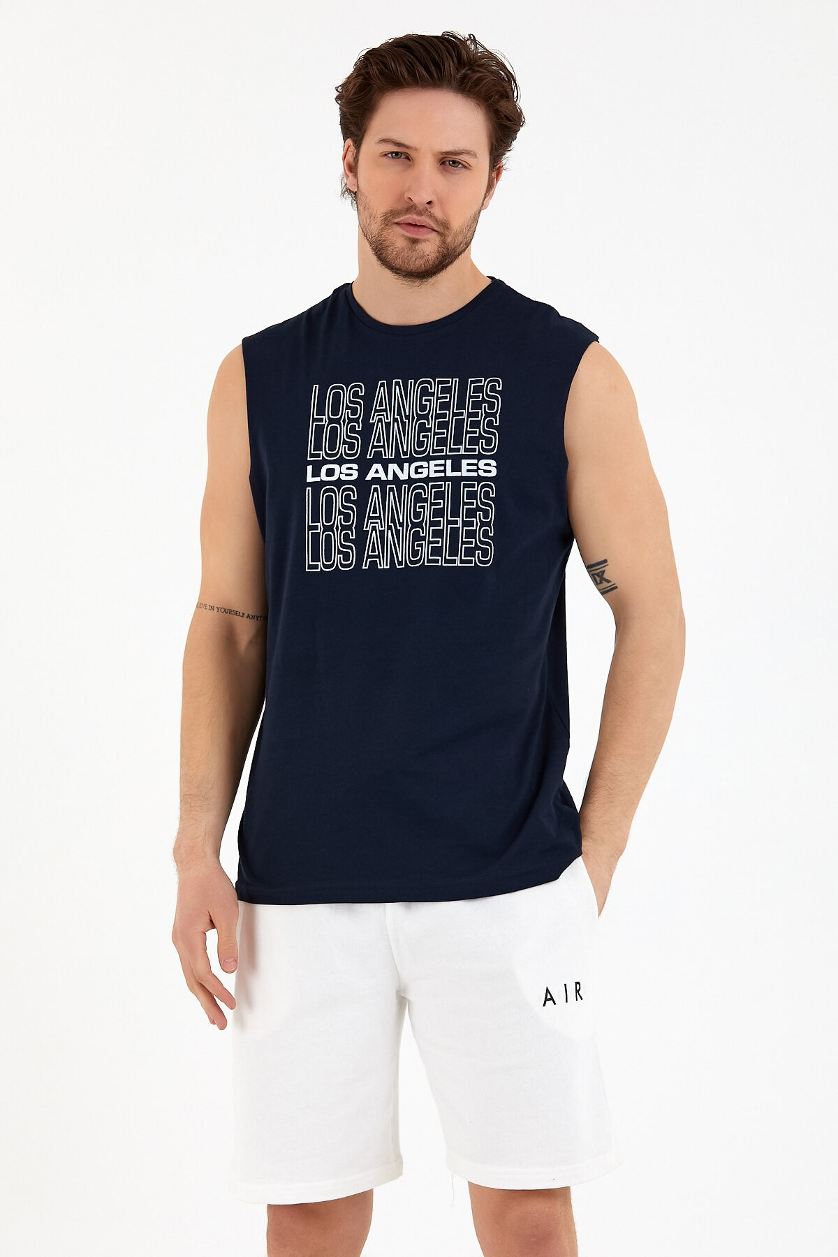 Süperlife Erkek Bisiklet Yaka Regular Fit  Los Angeles Baskılı Tişort SPR22TS123