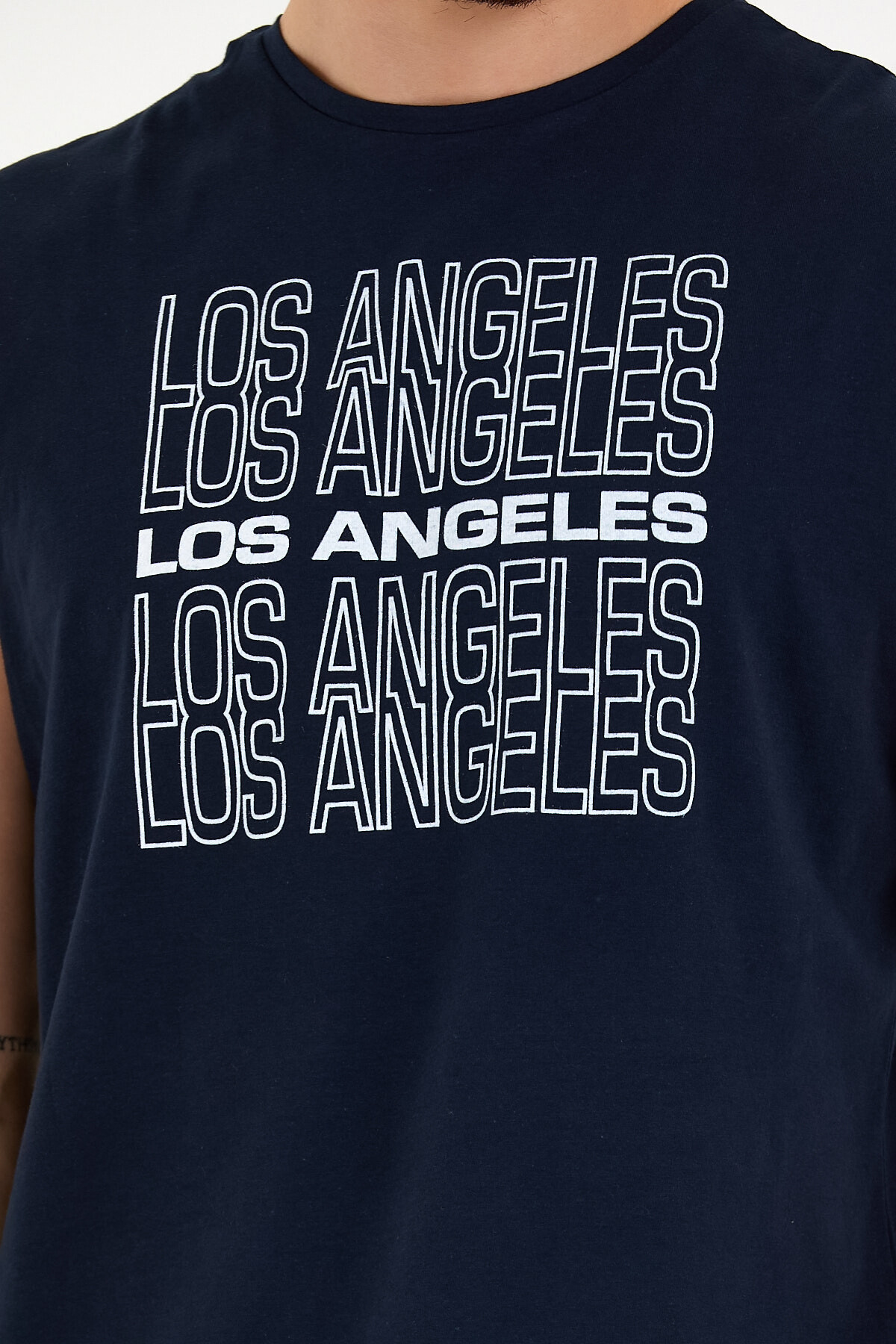 Süperlife Erkek Bisiklet Yaka Regular Fit  Los Angeles Baskılı Tişort SPR22TS123