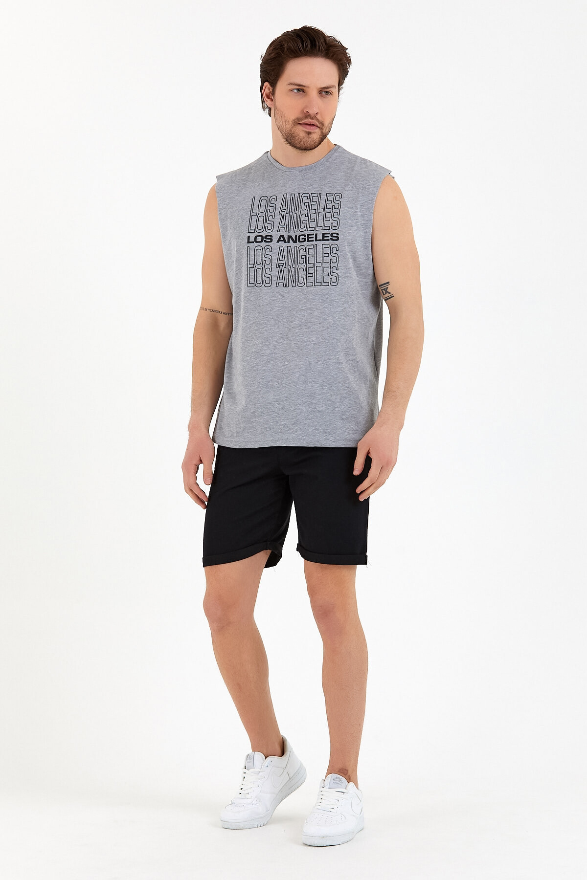 Süperlife Erkek Bisiklet Yaka Regular Fit  Los Angeles Baskılı Tişort SPR22TS123