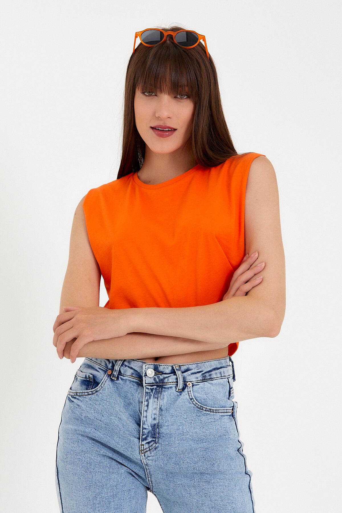 Süperlife Kadın Regular Fit Crop Tişort SPR22TSK128