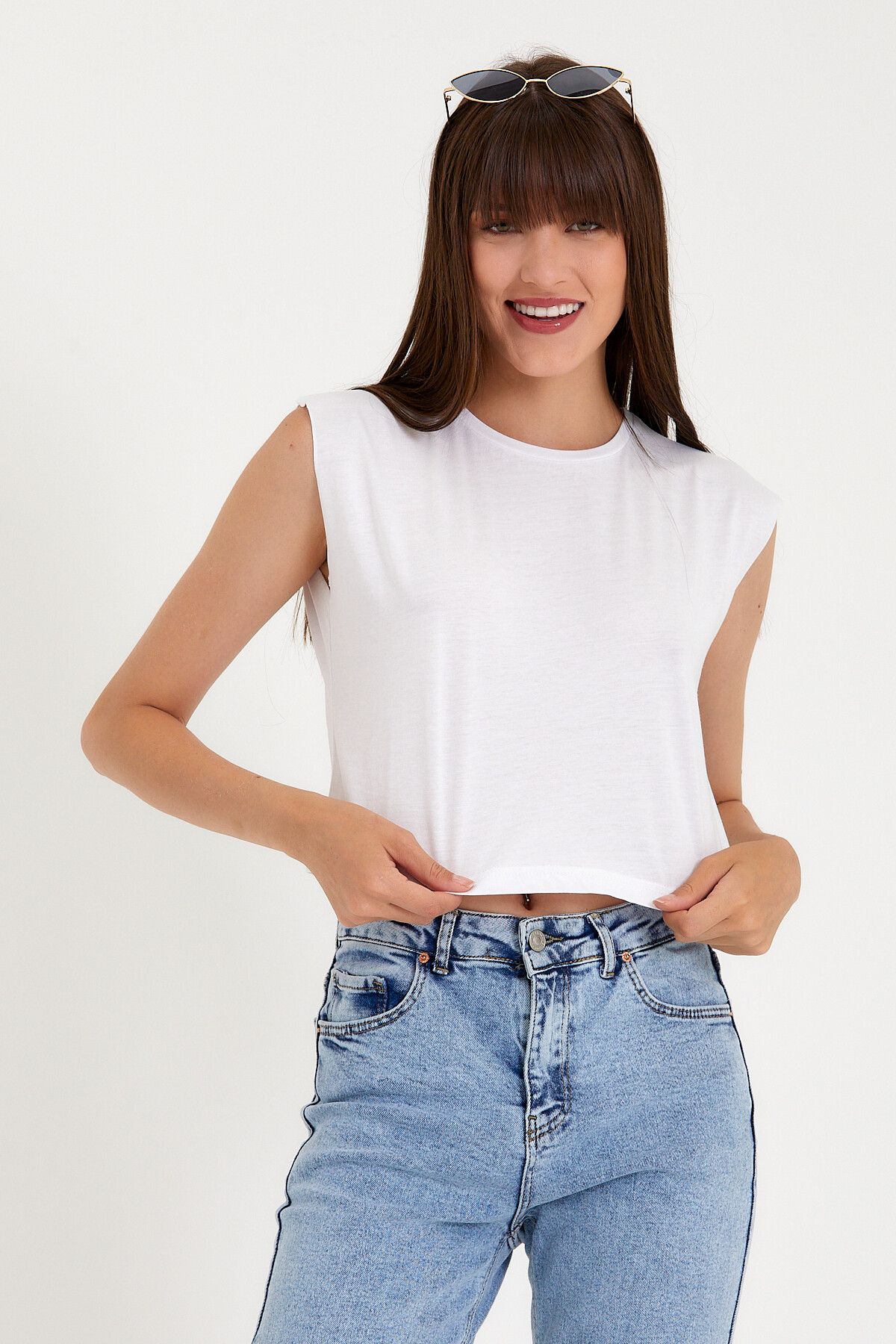 Süperlife Kadın Regular Fit Crop Tişort SPR22TSK128