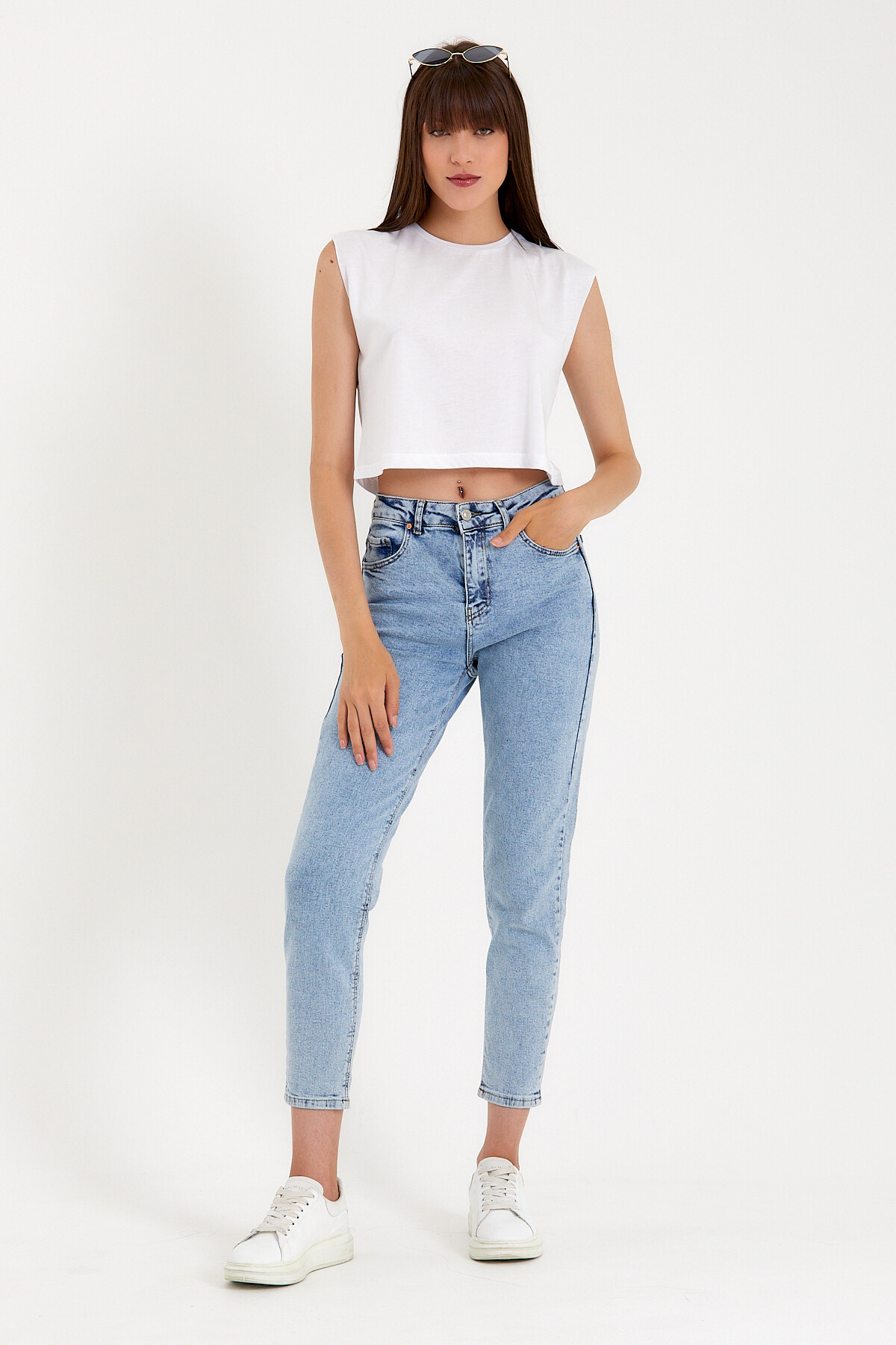 Süperlife Kadın Regular Fit Crop Tişort SPR22TSK128