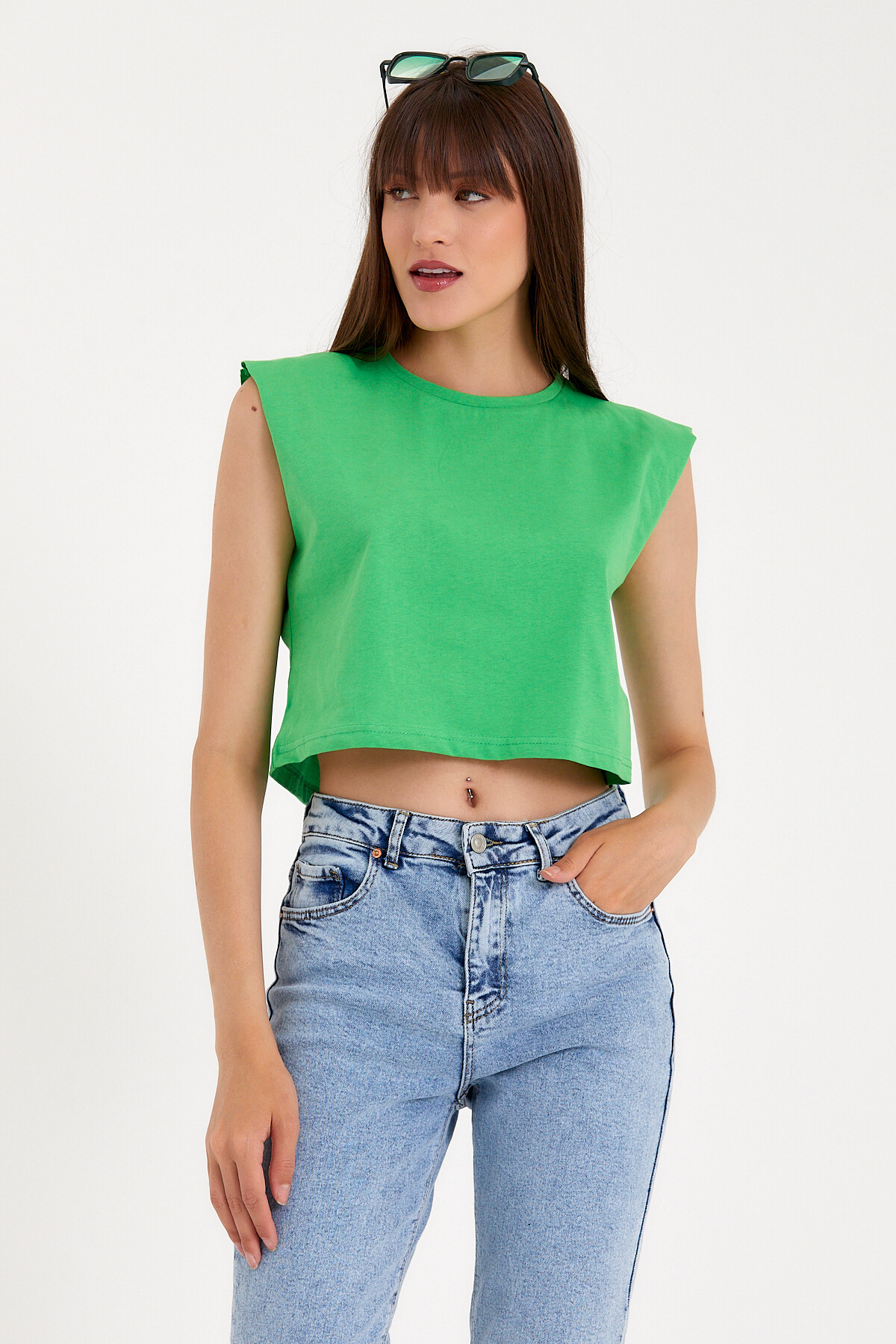 Süperlife Kadın Regular Fit Crop Tişort SPR22TSK128