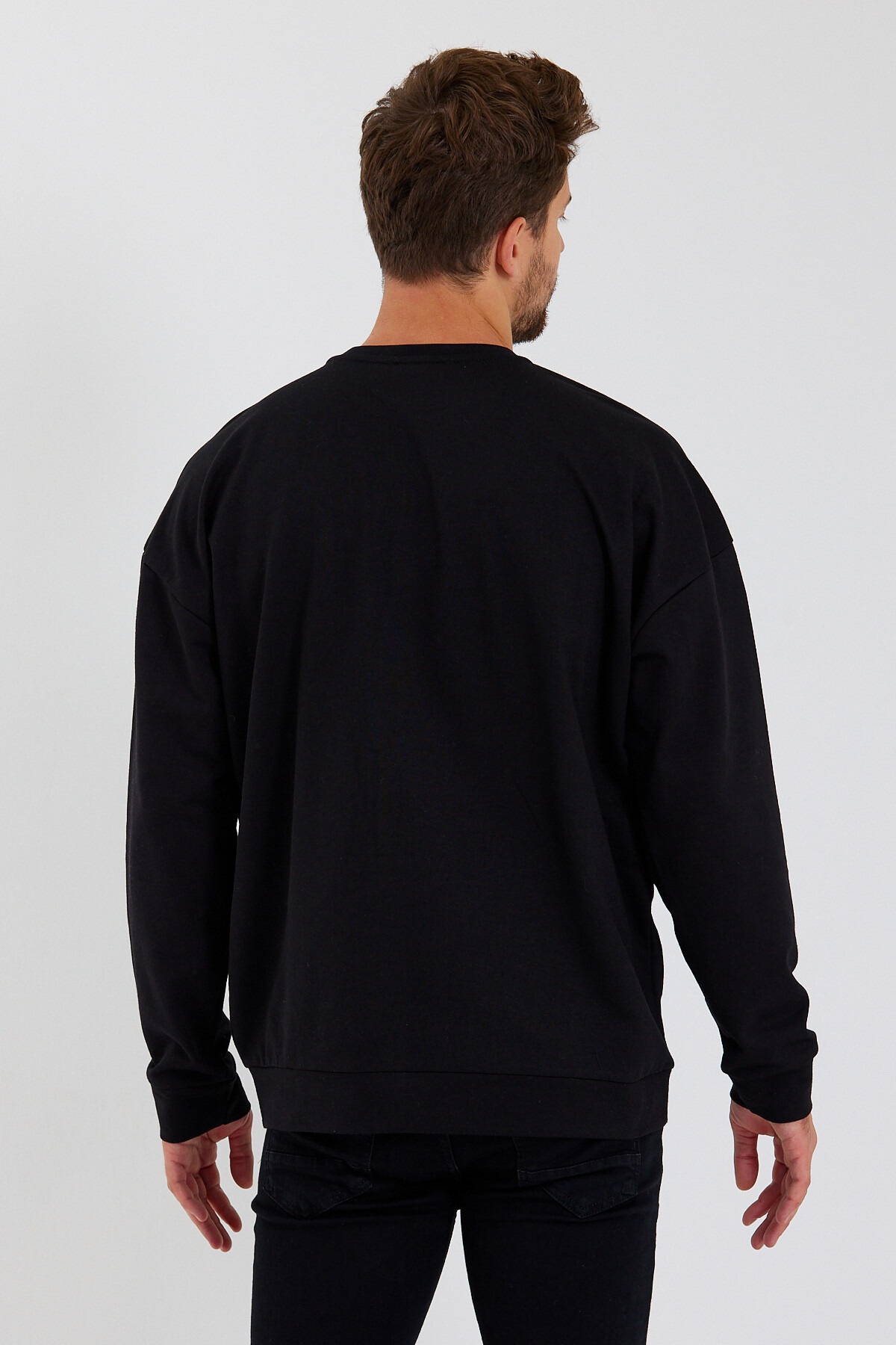 Süperlife Erkek Bisiklet Yaka Regular Fit  El Yazılı Brooklyn İnce Sweatshirt SPR23SW331