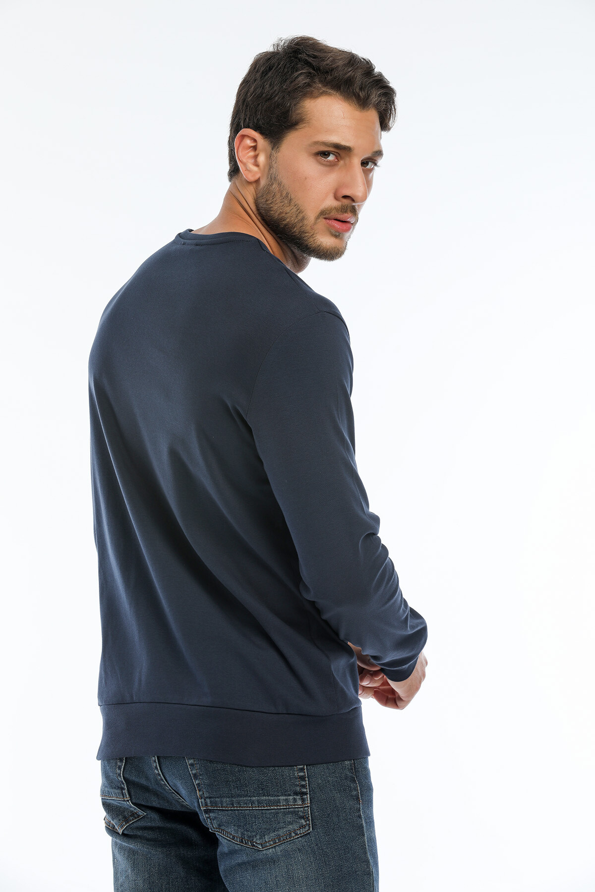 Süperlife Erkek Bisiklet Yaka Regular Fit Brooklyn Baskılı İnce Sweatshirt SPR22SW132