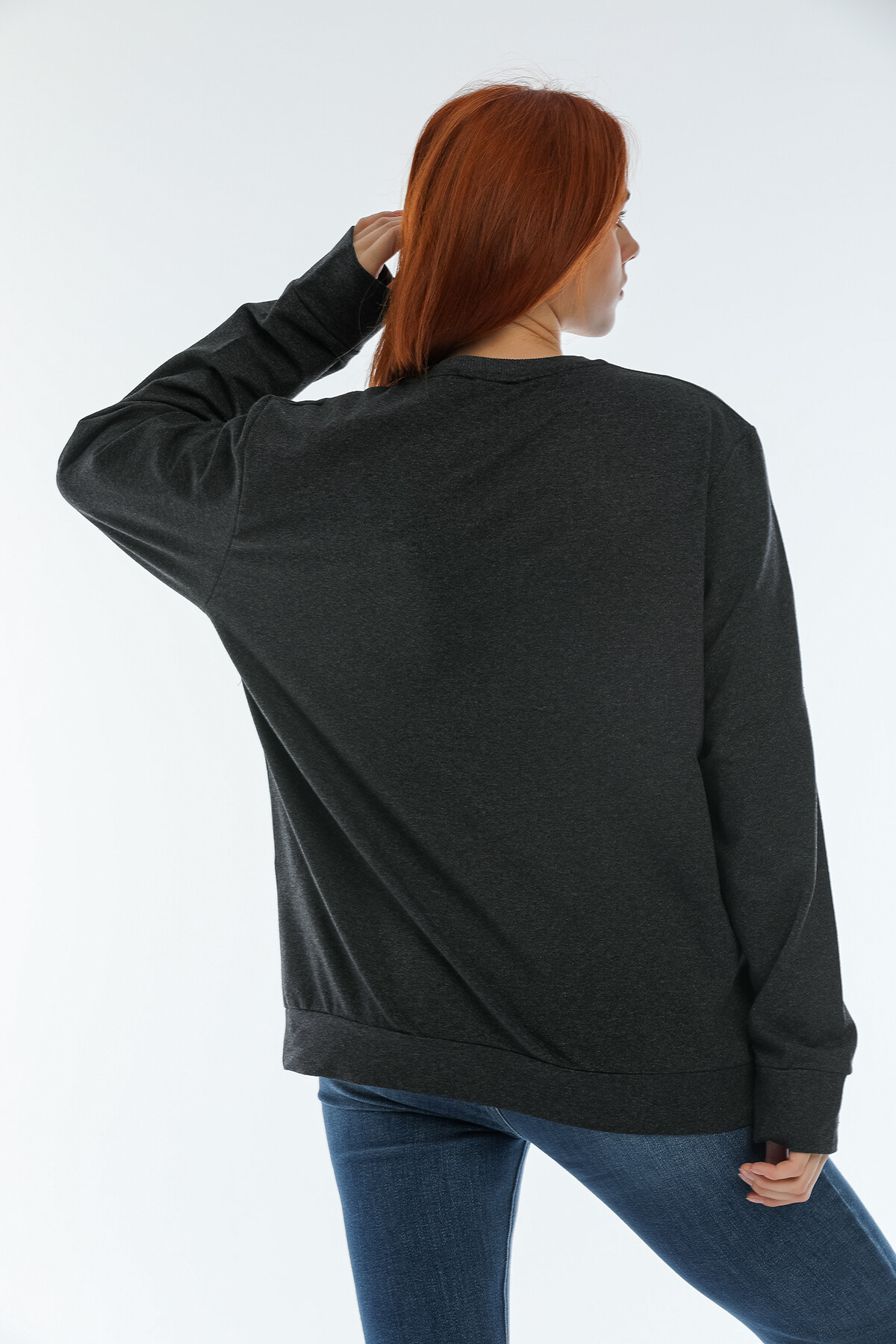 Süperlife Kadın Bisiklet Yaka Oversize Fit Brooklyn Baskılı Sweatshirt SPR22SWK030
